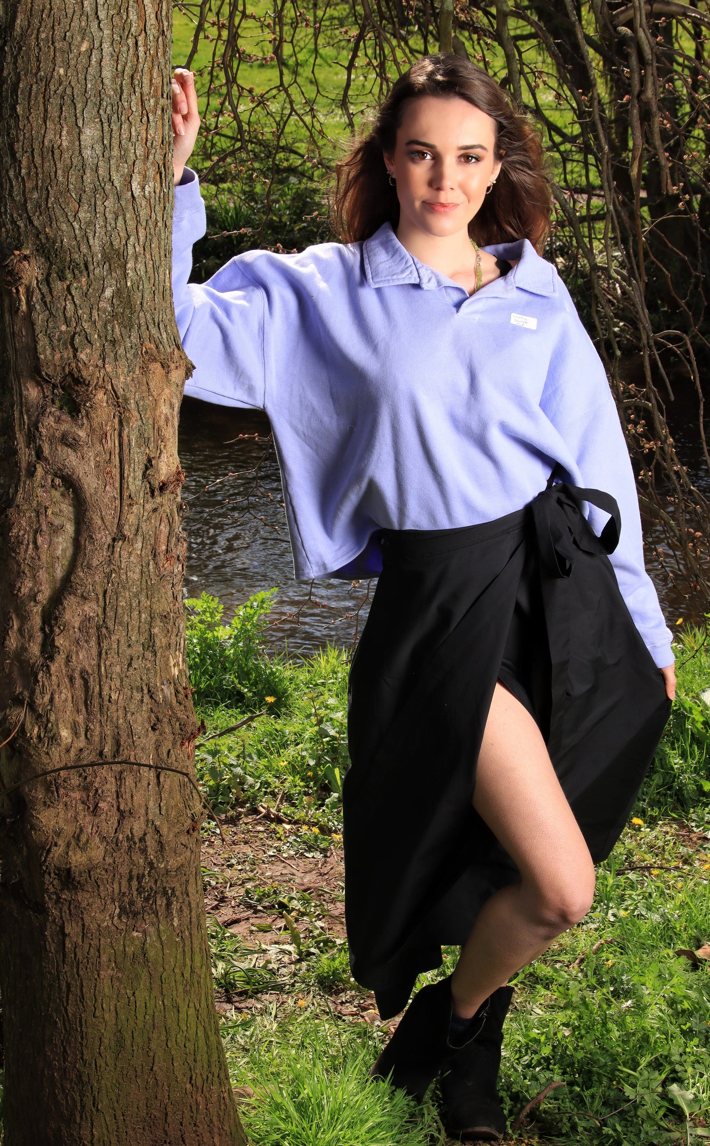 Meyer Wrap Midi Skirt In Black With Pockets
