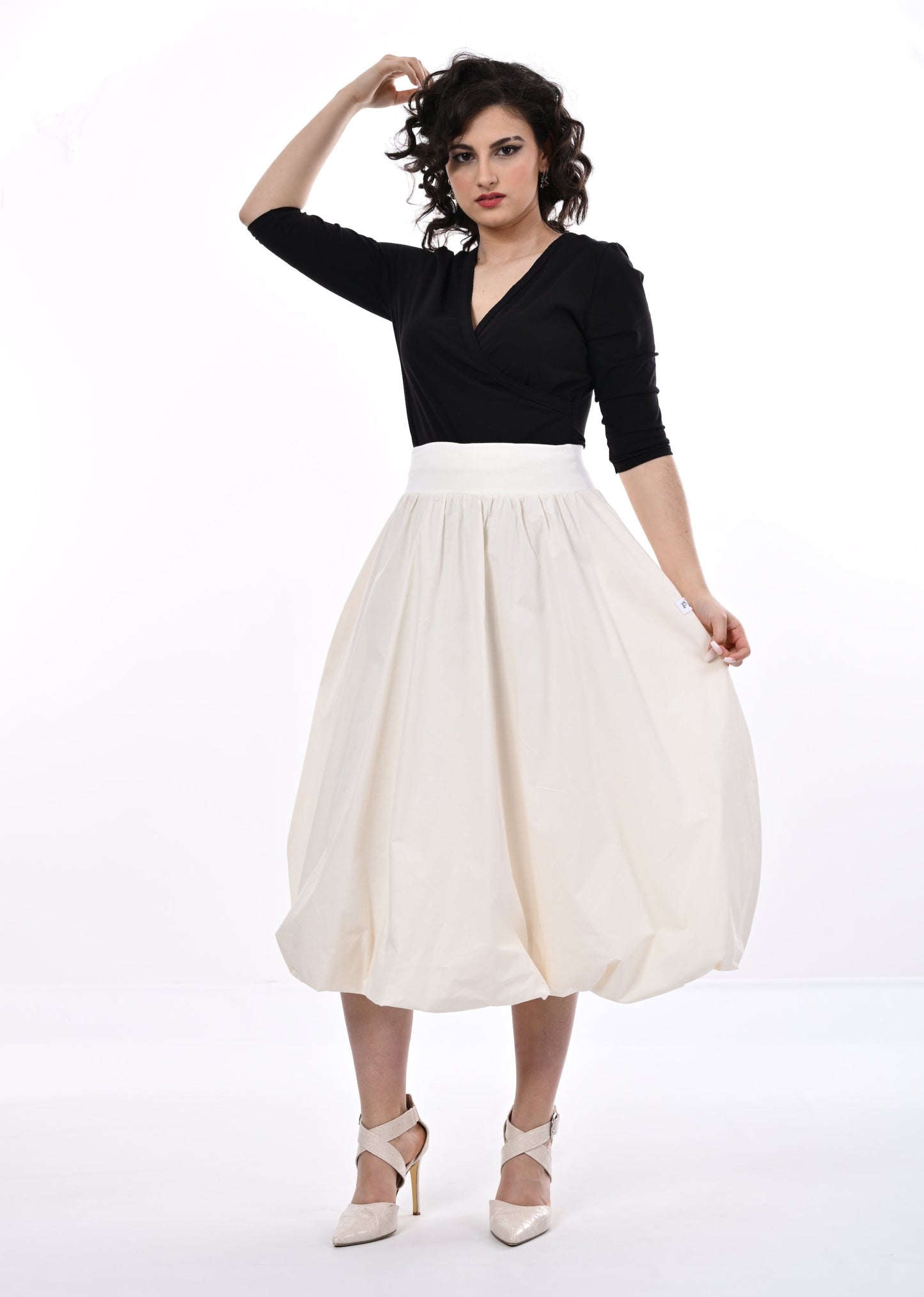 Enoki Puffball Skirt In Cream