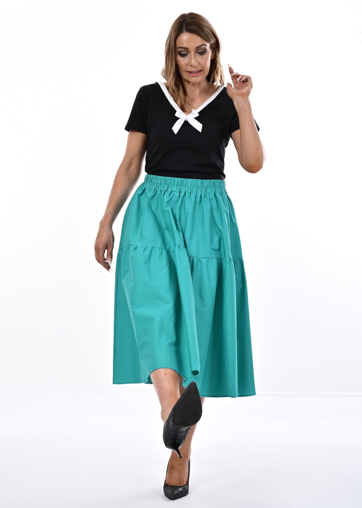 Tahiti Midi Skirt With Pockets In Aqua Awe