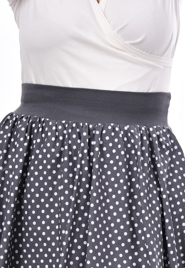 Enoki Puffball Skirt In Grey Polka Dot