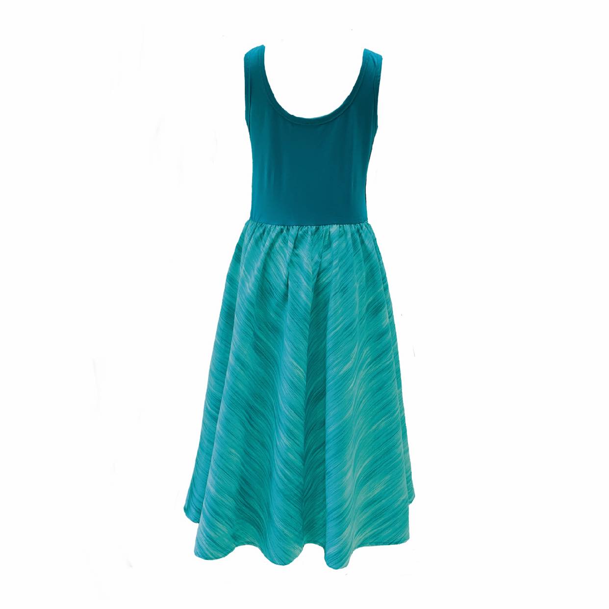 Paradis Midi Sleeveless Dress in Aqua Stripe