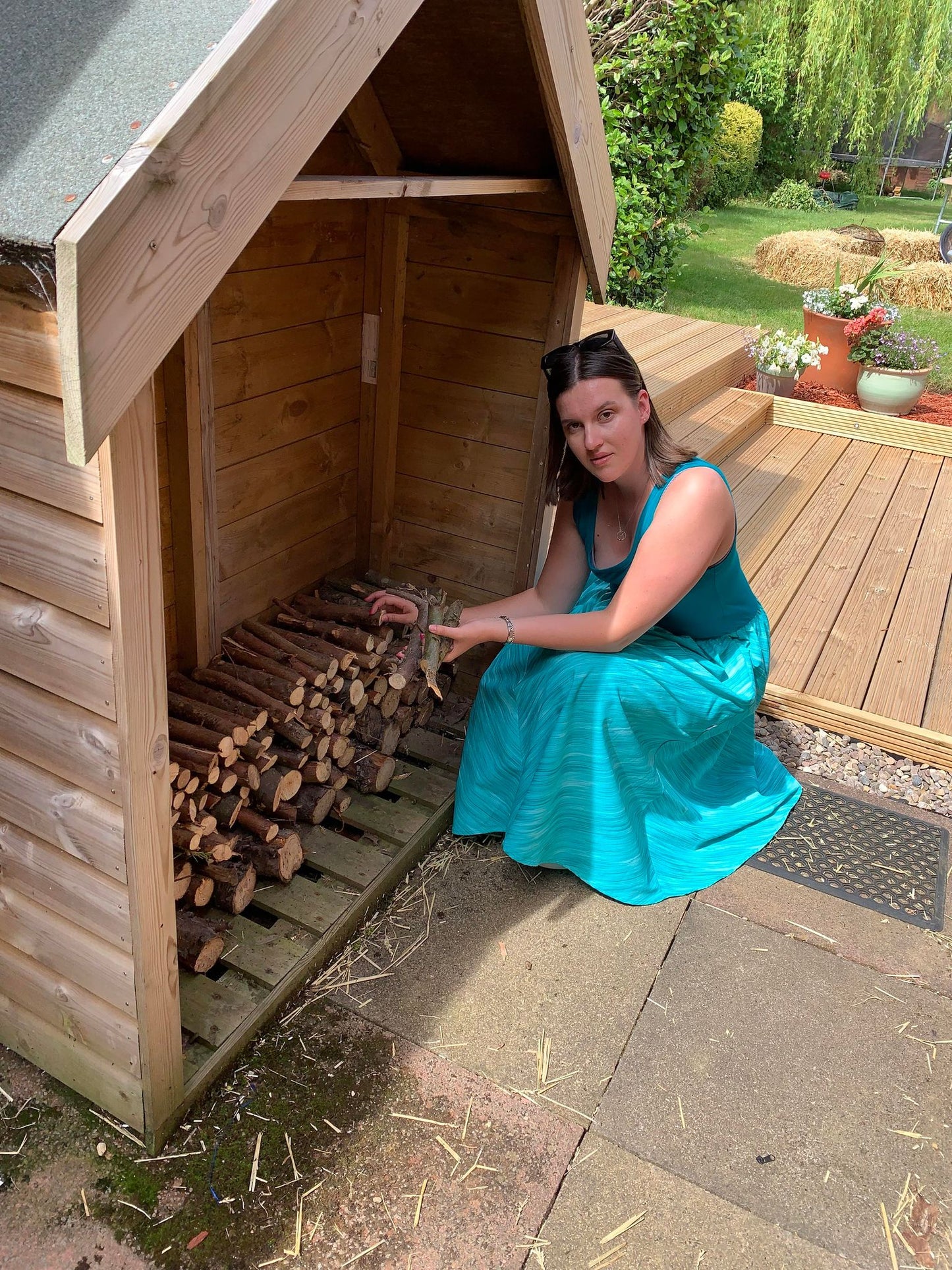 Paradis Midi Sleeveless Dress in Aqua Stripe