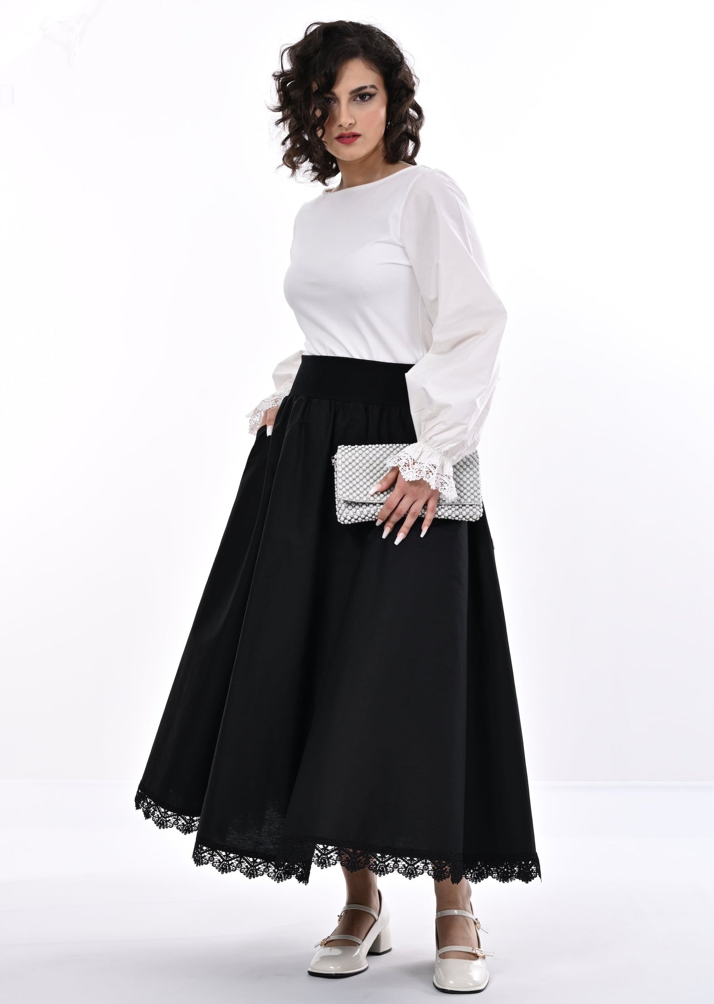 Manhattan Midaxi Skirt With Lace Hem