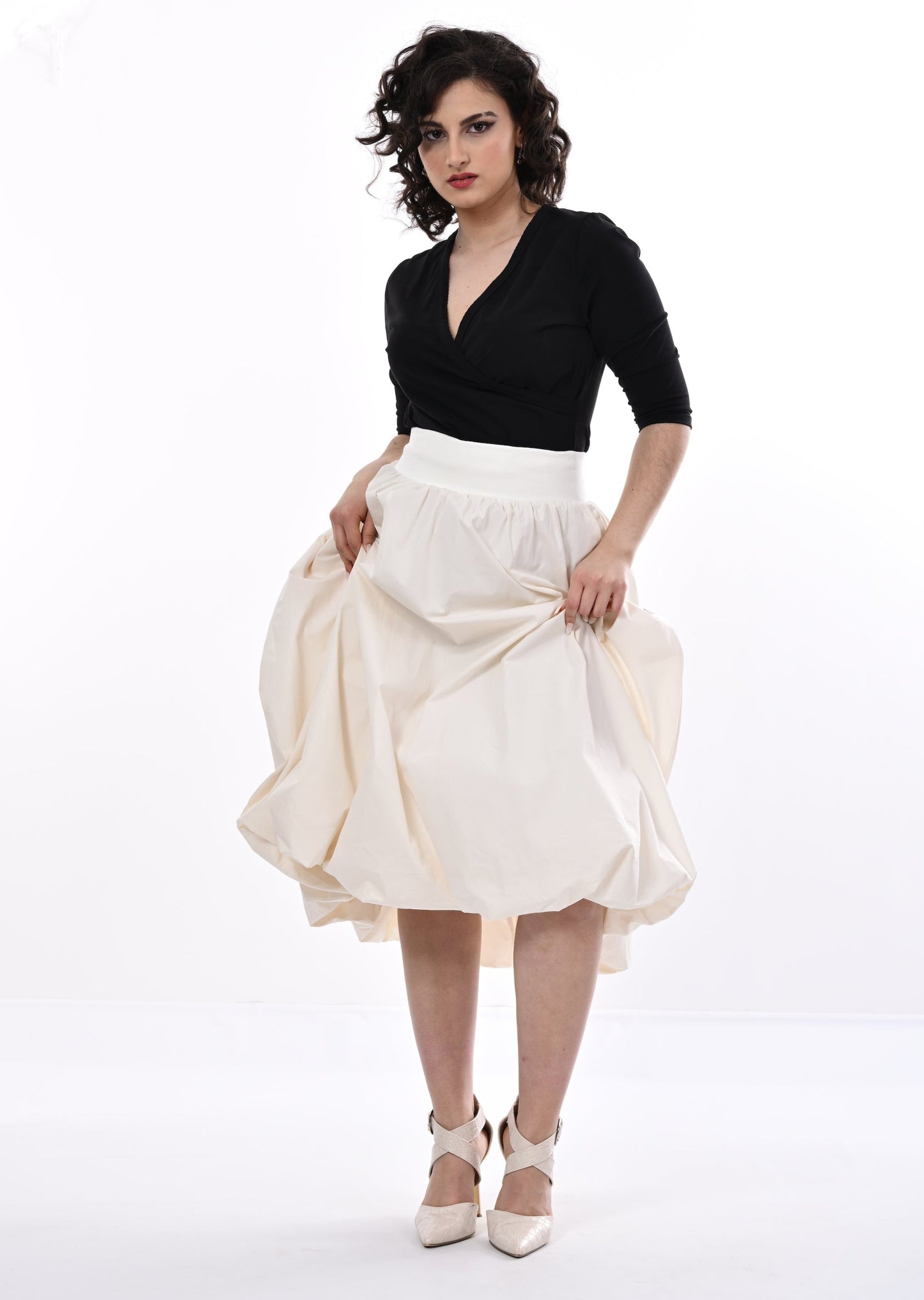 Enoki Puffball Skirt In Cream