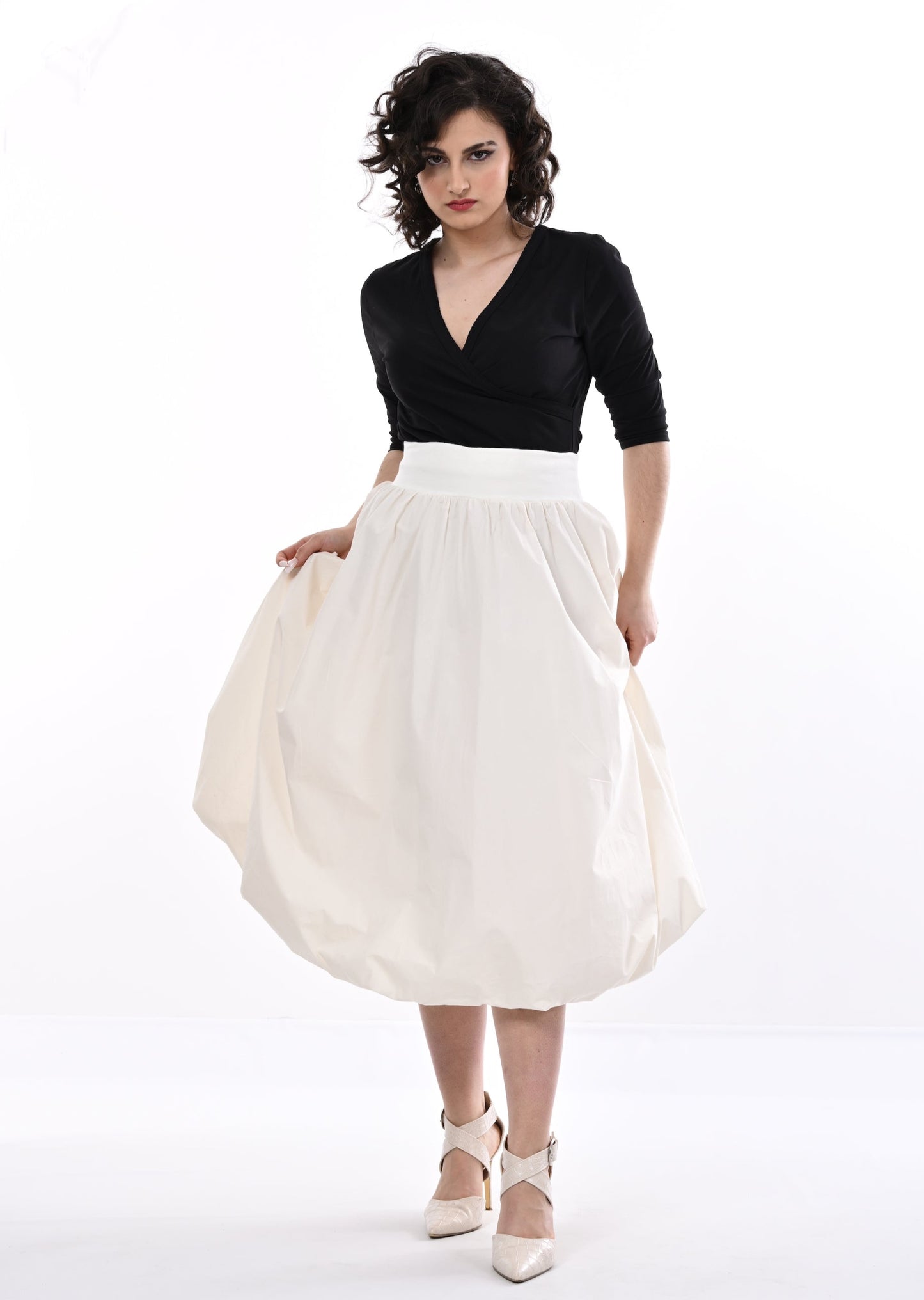 Enoki Puffball Skirt In Cream