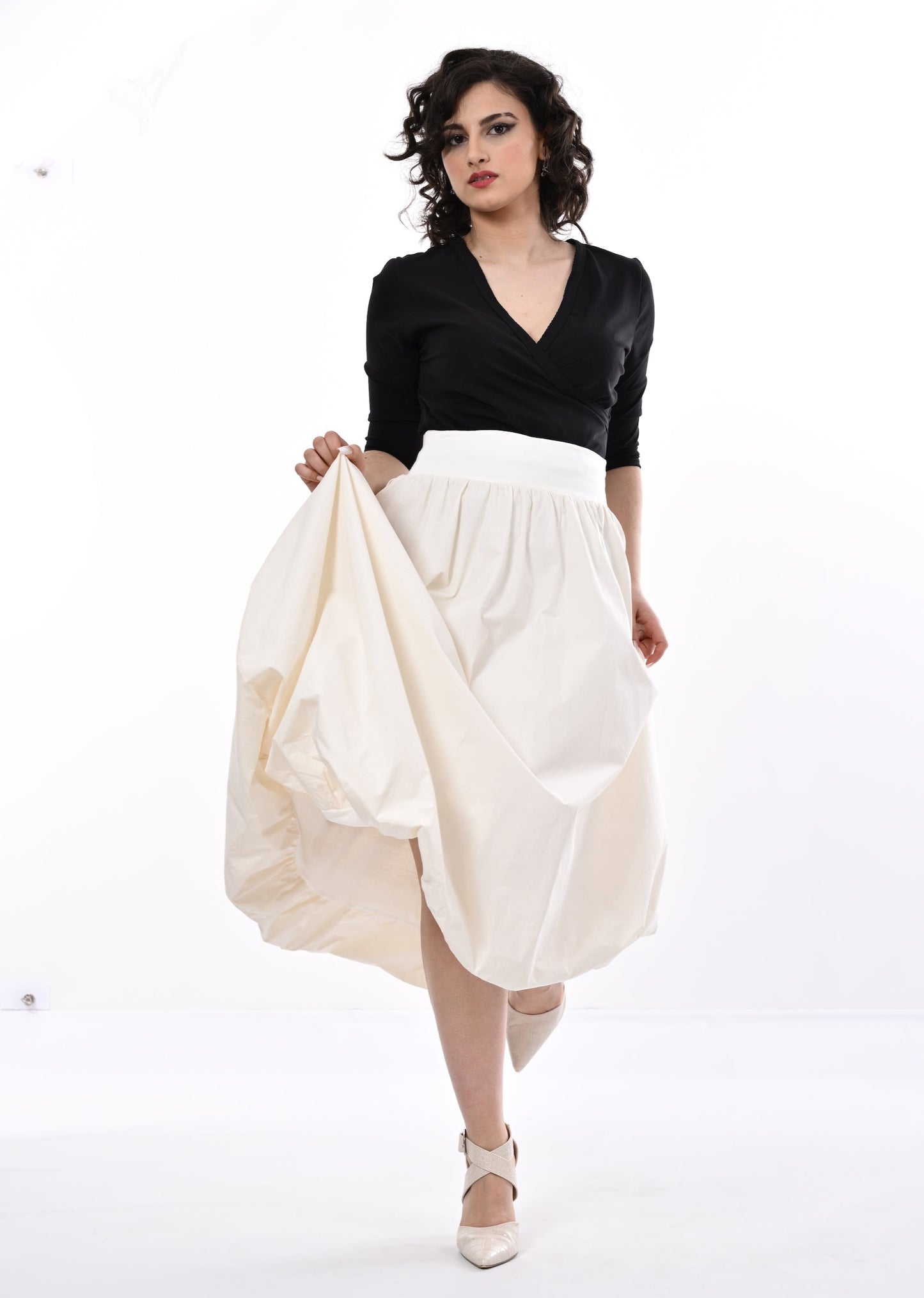 Enoki Puffball Skirt In Cream