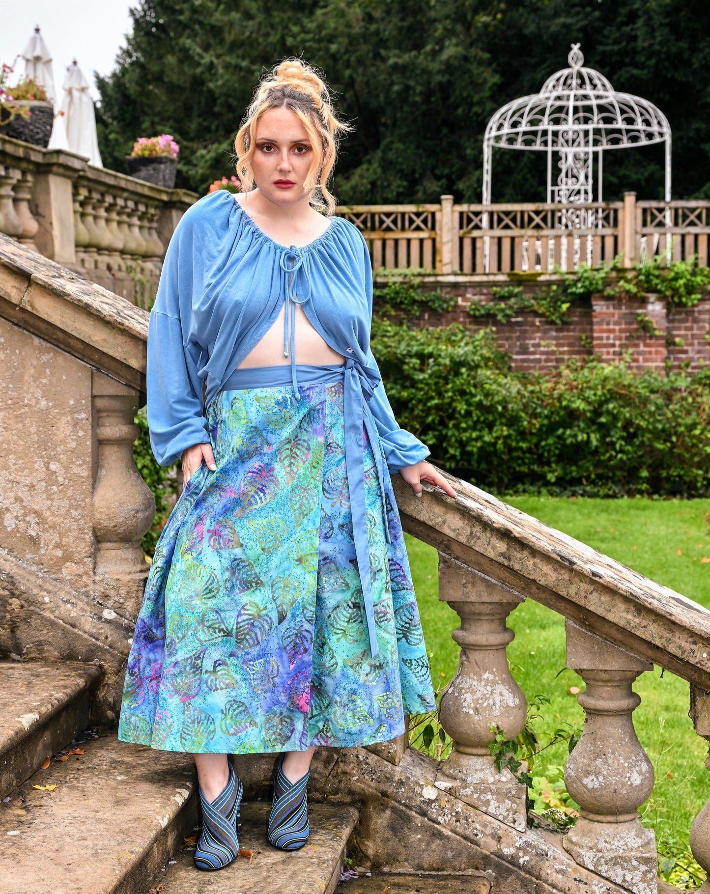 Meyer Waterside Print Wrap Midi Skirt With Pockets