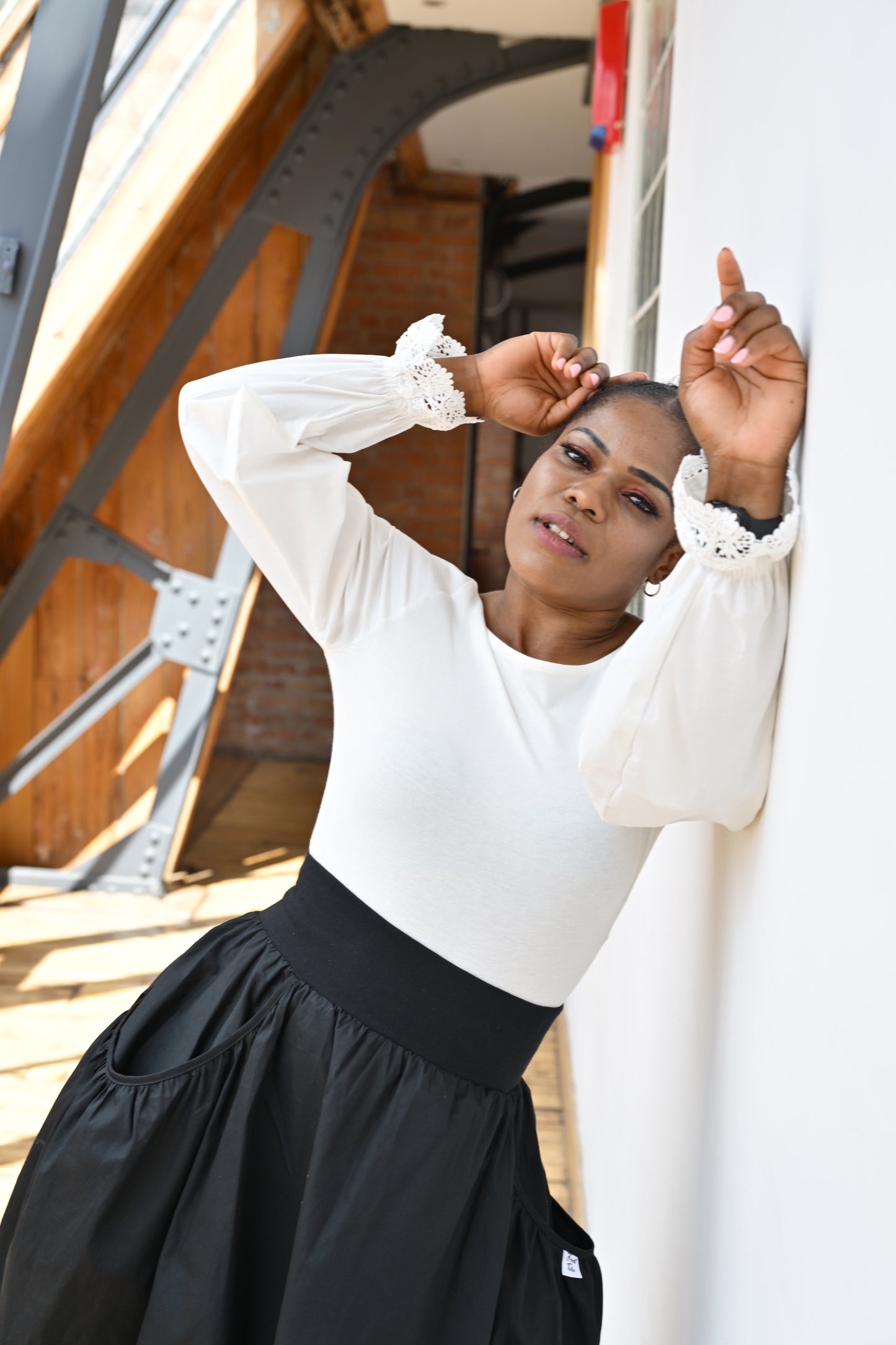 Jupe midi Alice noire à poches