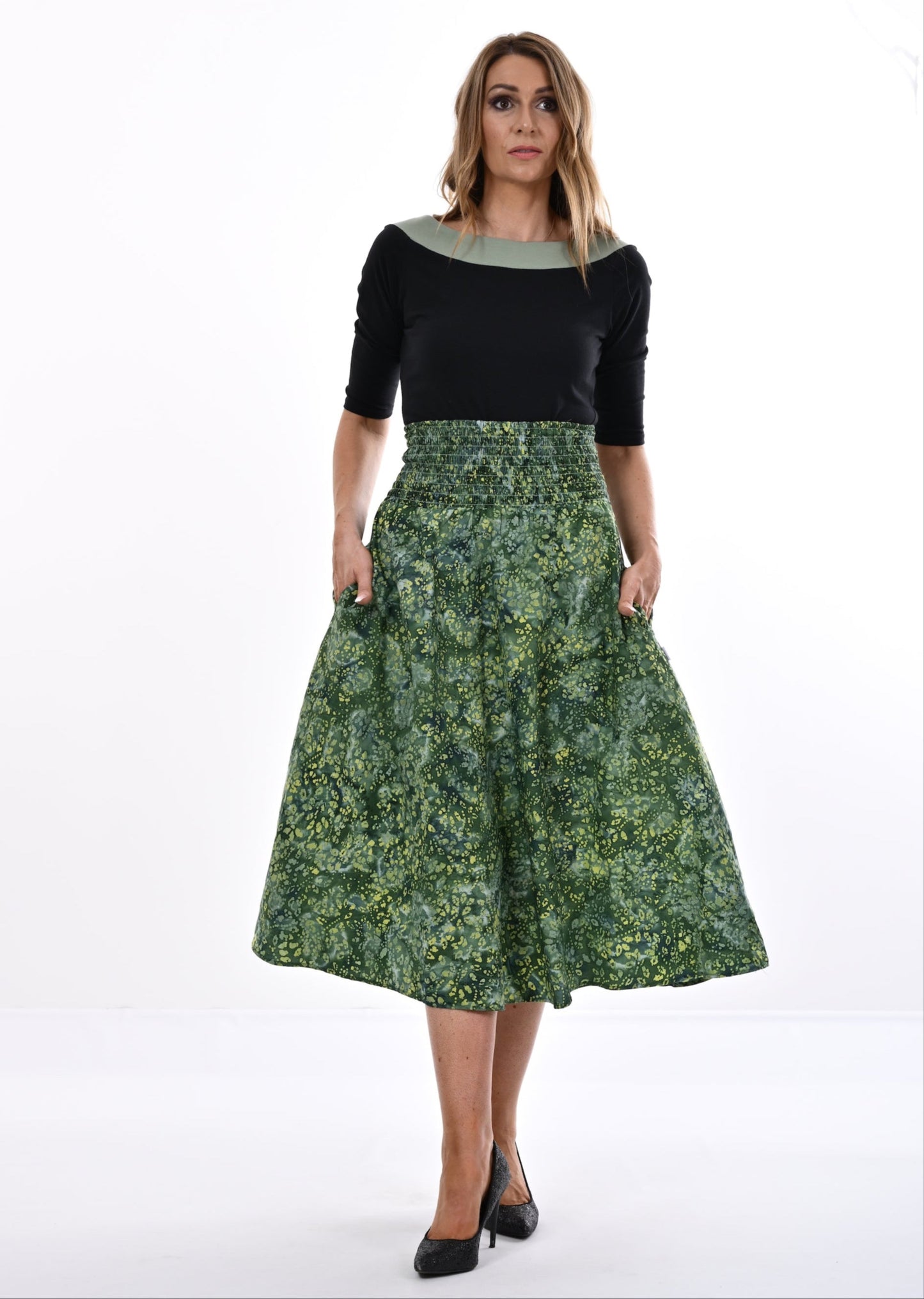 Orchid Midi Skirt In Forest Print With Pockets