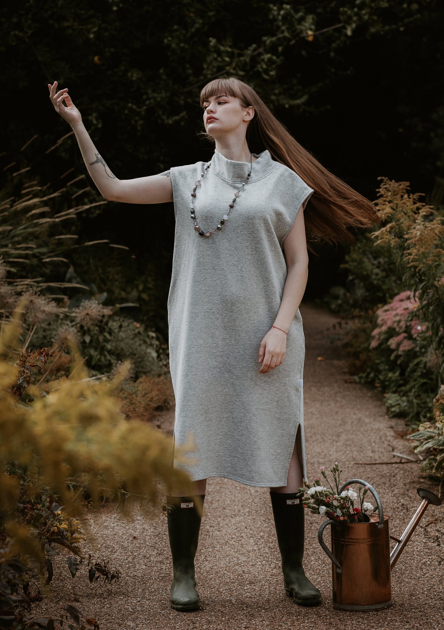 Sleeveless Quest Longline Over Vest In Grey Marl