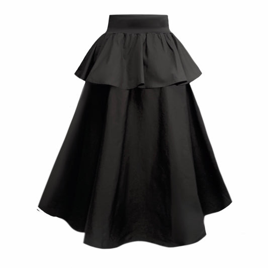 Sunset Peplum Midi Skirt In Black