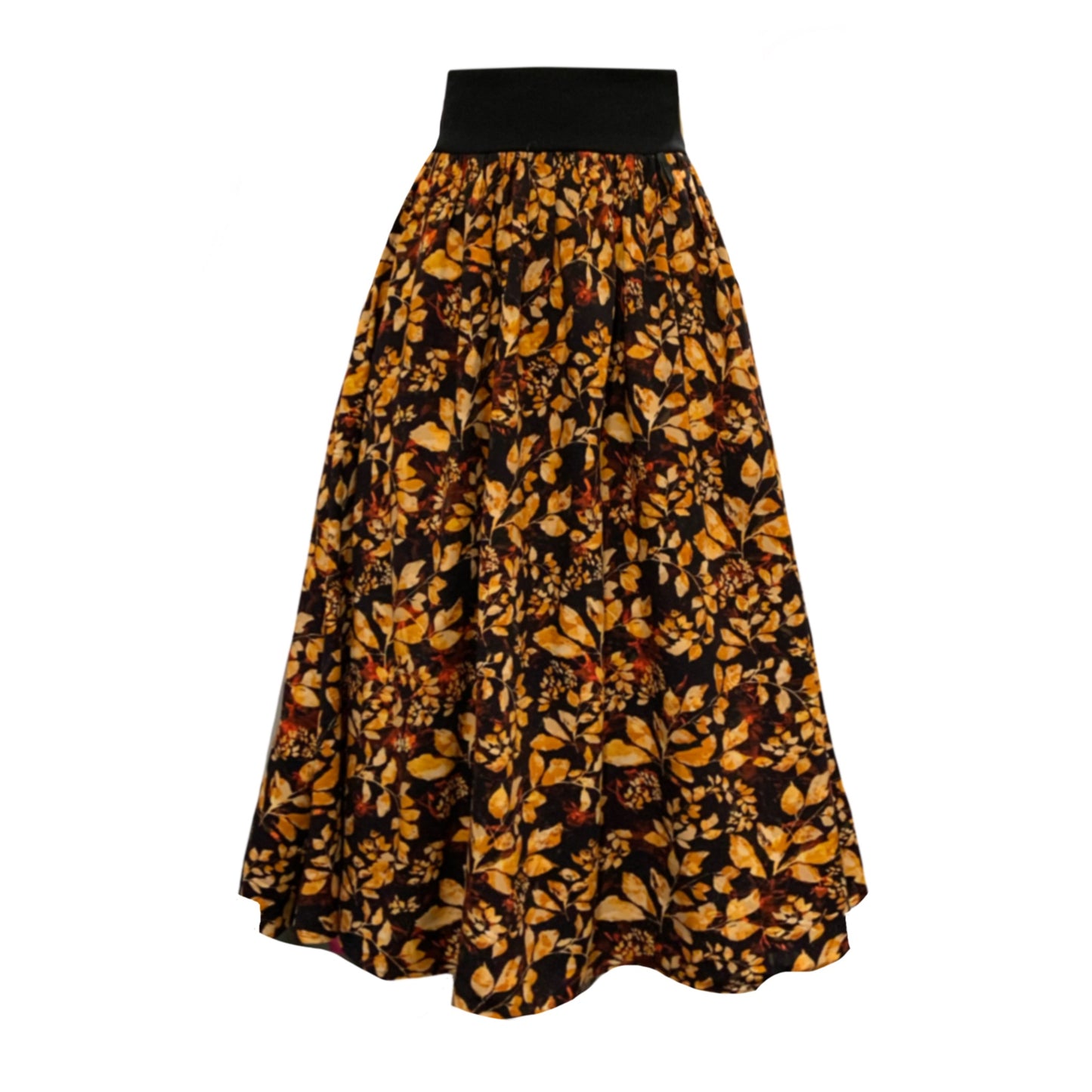 Sovereign Skirt With Pockets In Black And Gold Print