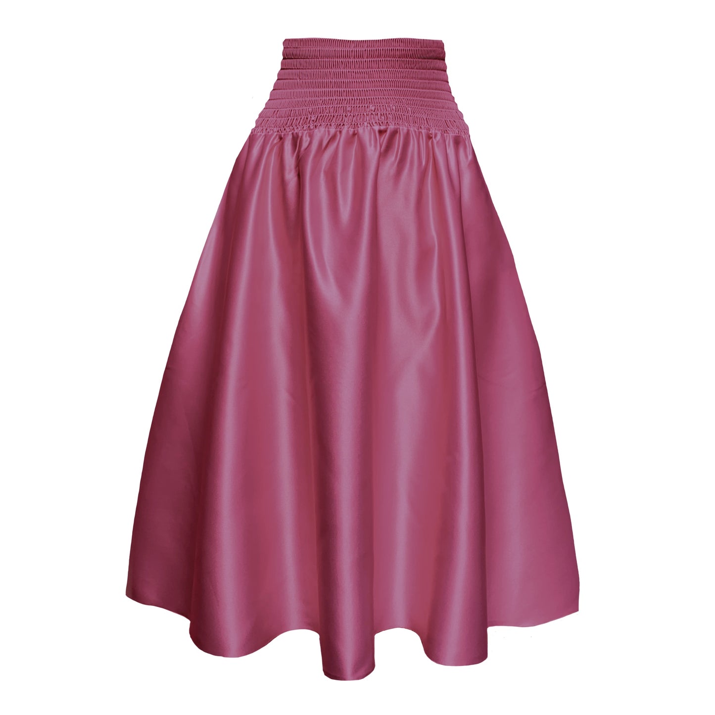 Orchid Midi Skirt With Pockets In Rose Satin