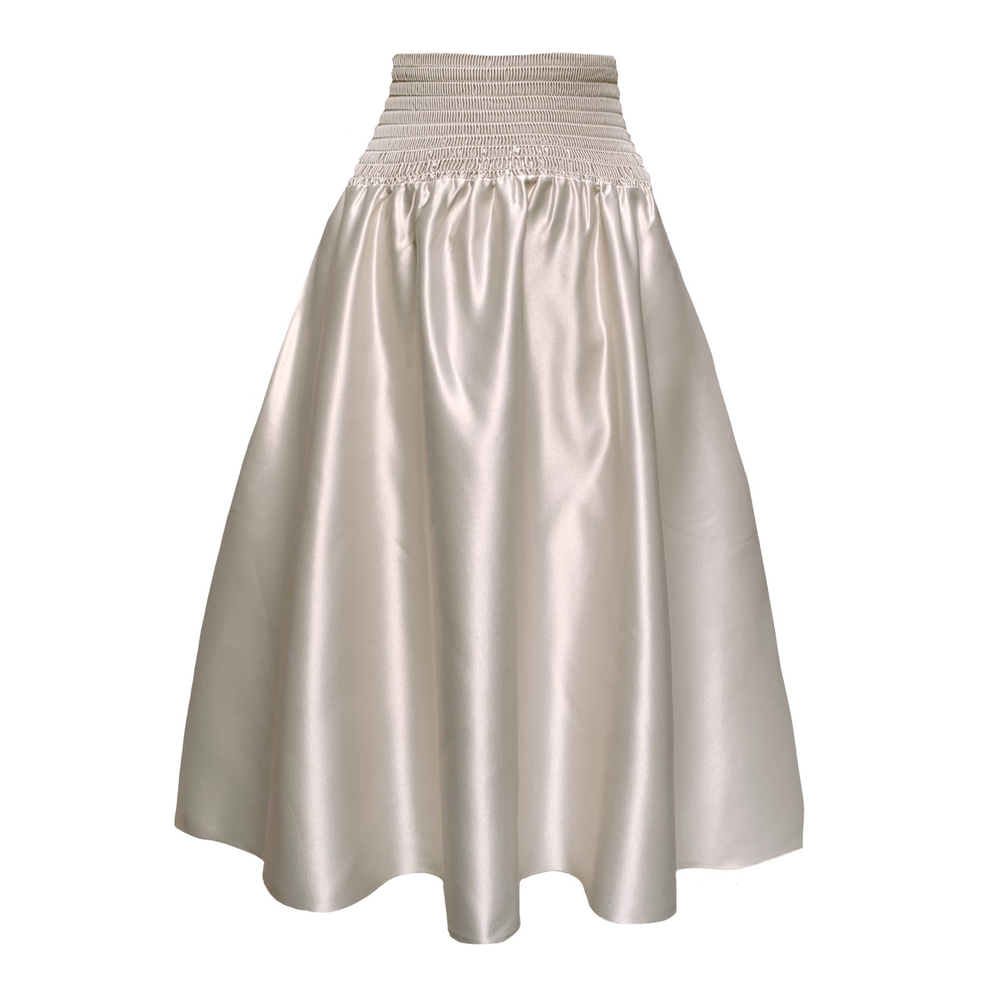 Orchid Midi Skirt With Pockets In Champagne Satin