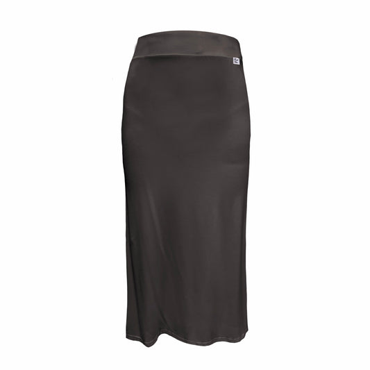 Petal Midi Skirt With Side Split In Charcoal