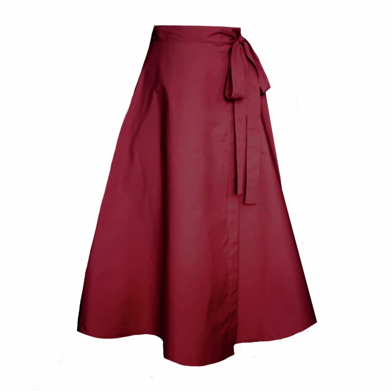 Meyer Wrap Midi Skirt In Wine With Pockets – Frock Tales