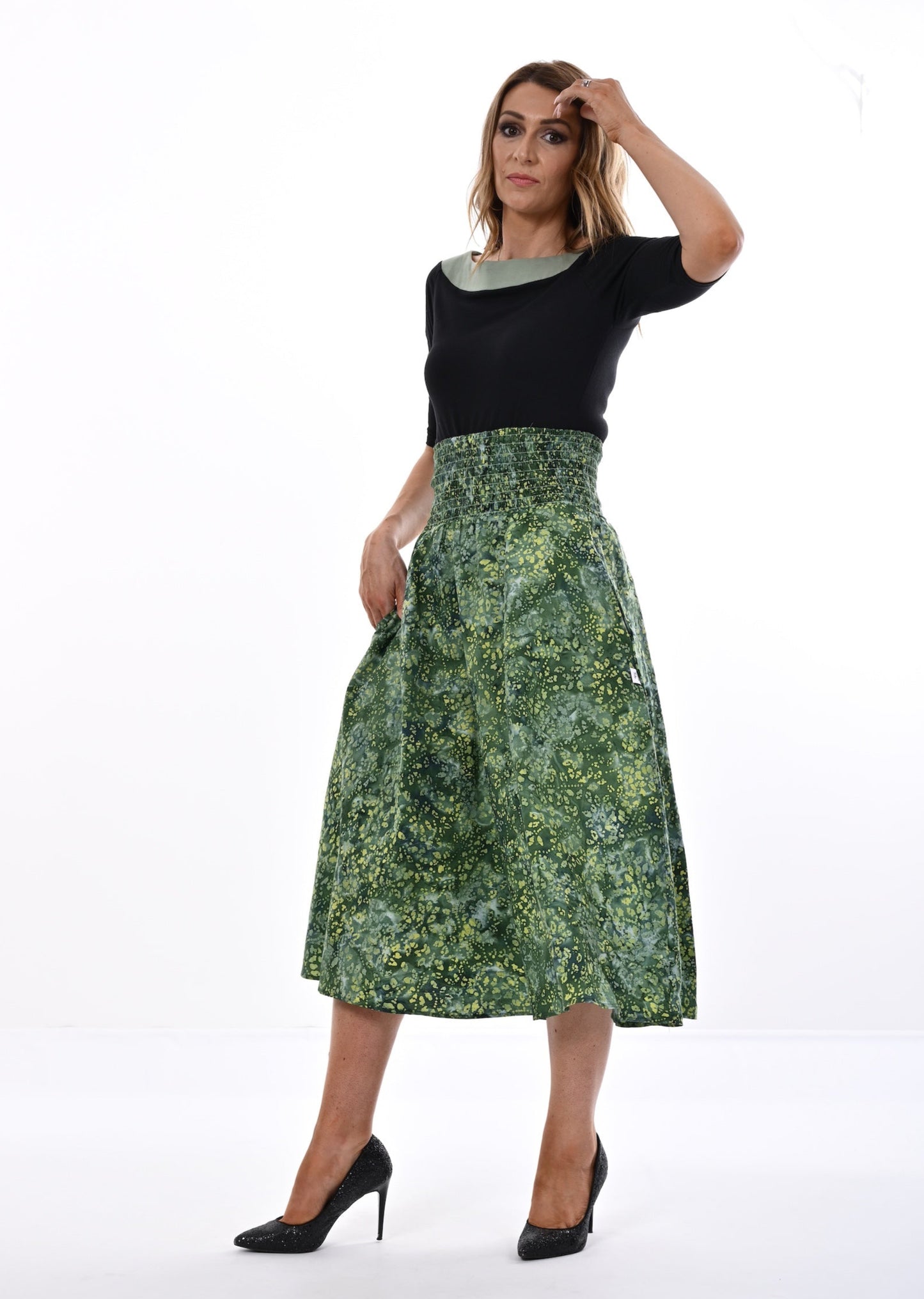 Orchid Midi Skirt In Forest Print With Pockets