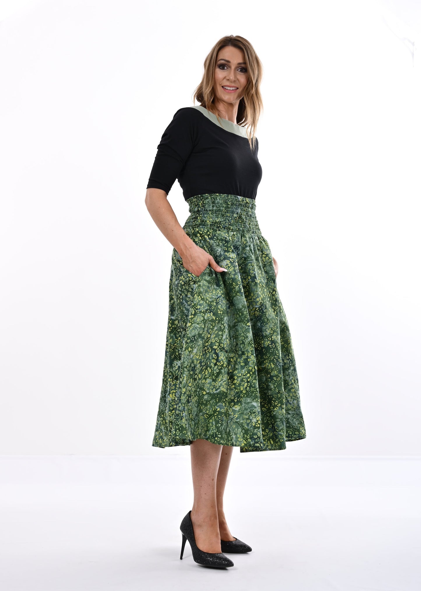 Orchid Midi Skirt In Forest Print With Pockets