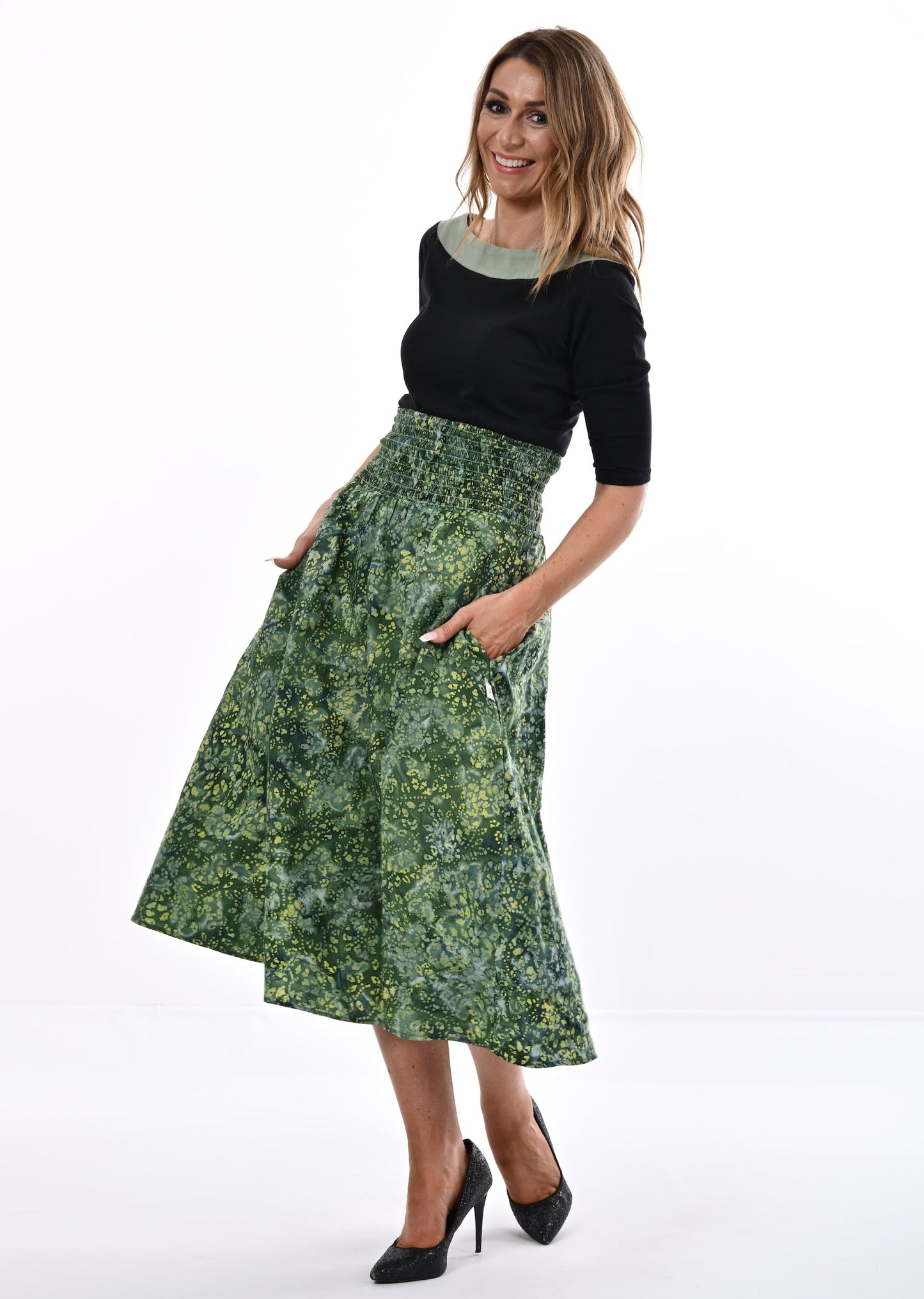 Orchid Midi Skirt In Forest Print With Pockets