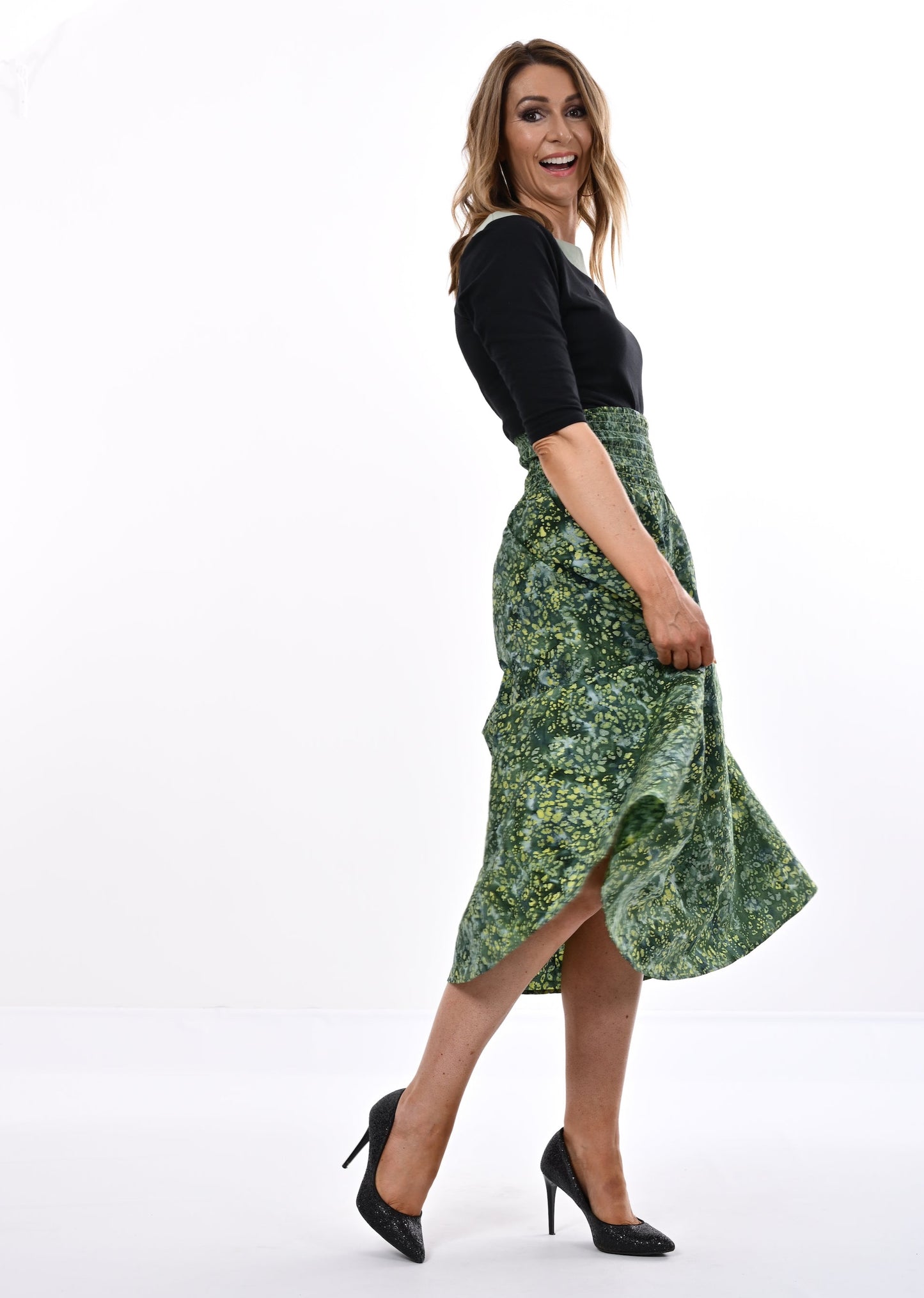 Orchid Midi Skirt In Forest Print With Pockets