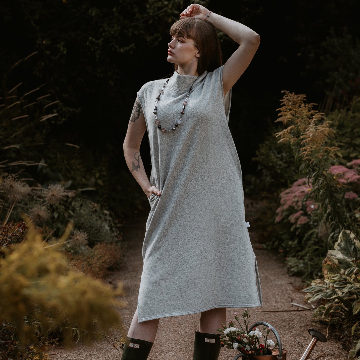 Sleeveless Quest Longline Over Vest In Grey Marl