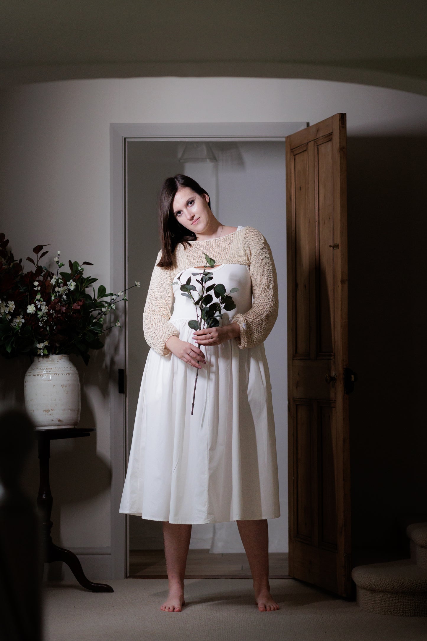 Paradis Midi Sleeveless Dress in Cream