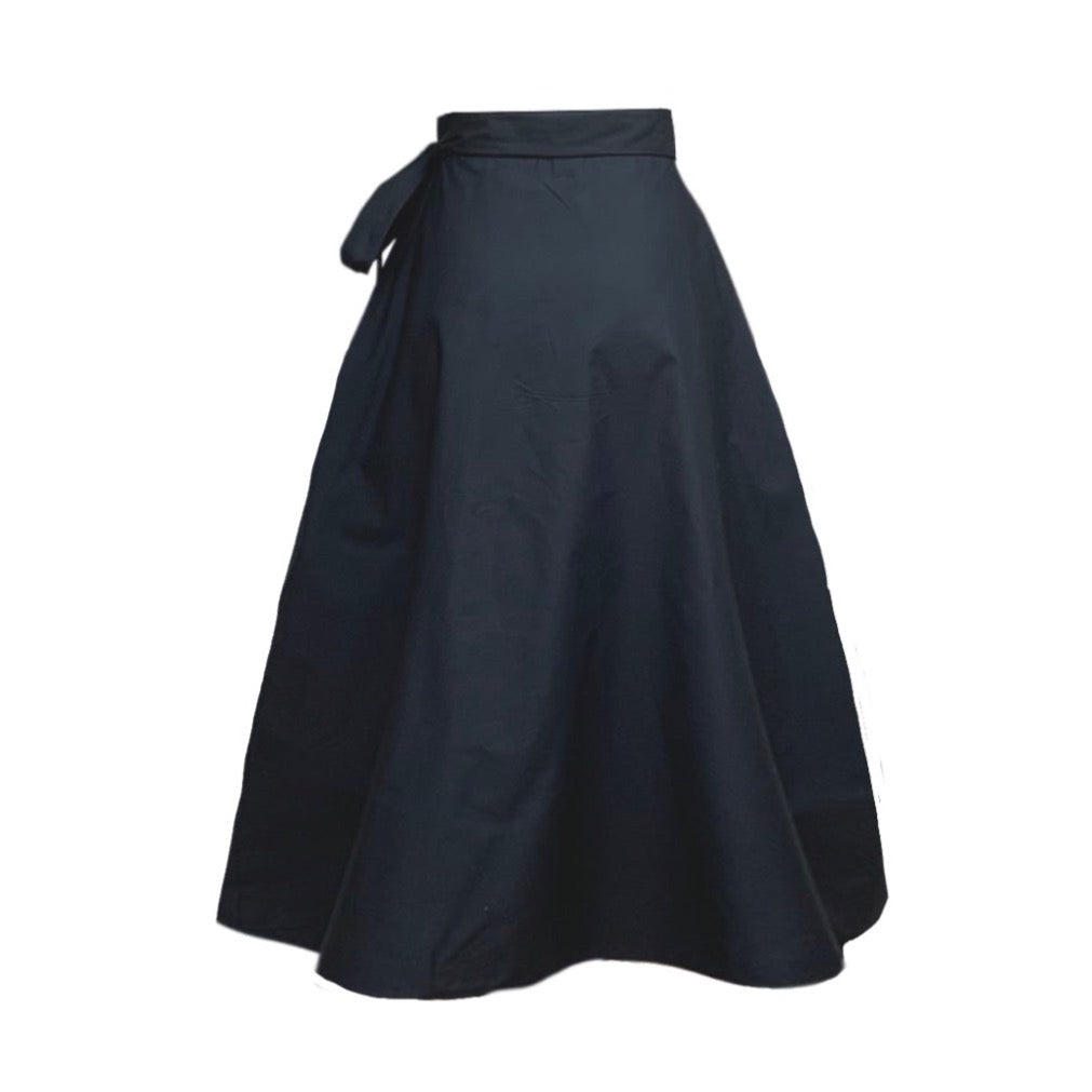 Meyer Wrap Midi Skirt In Black With Pockets