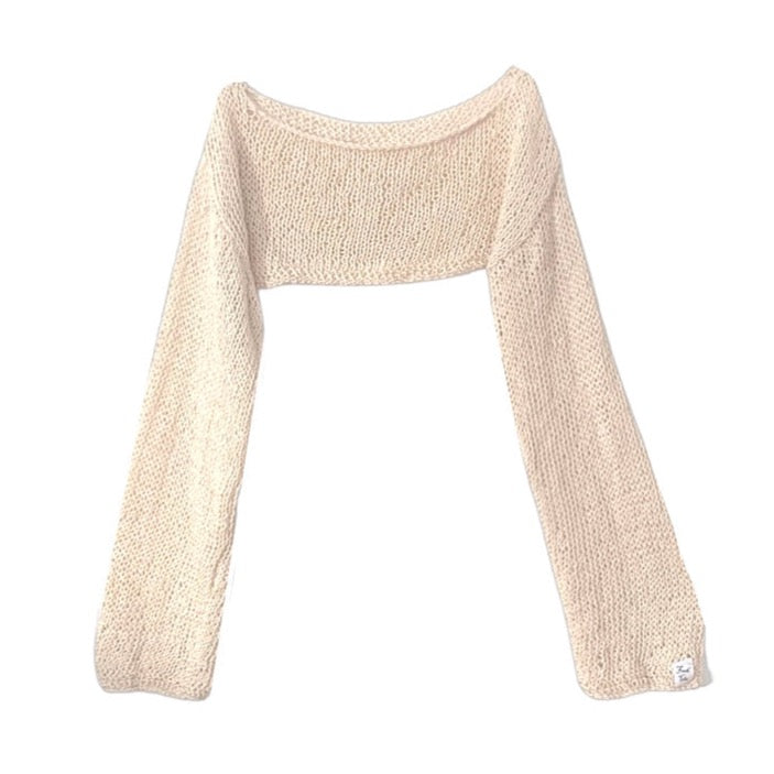 Julia Knitted Long Sleeve Crop Top in Cream – Frock Tales