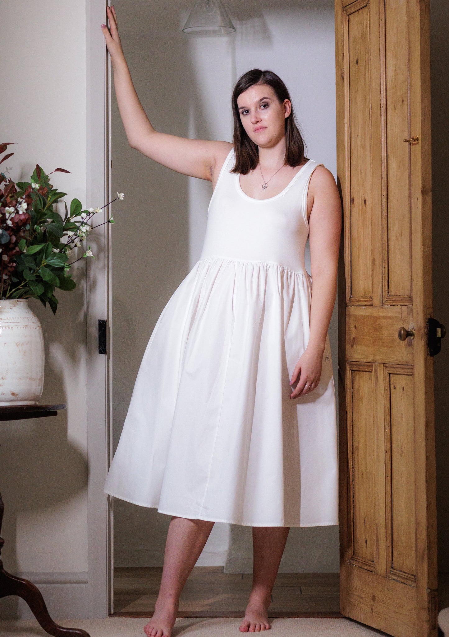 Paradis Midi Sleeveless Dress in Cream