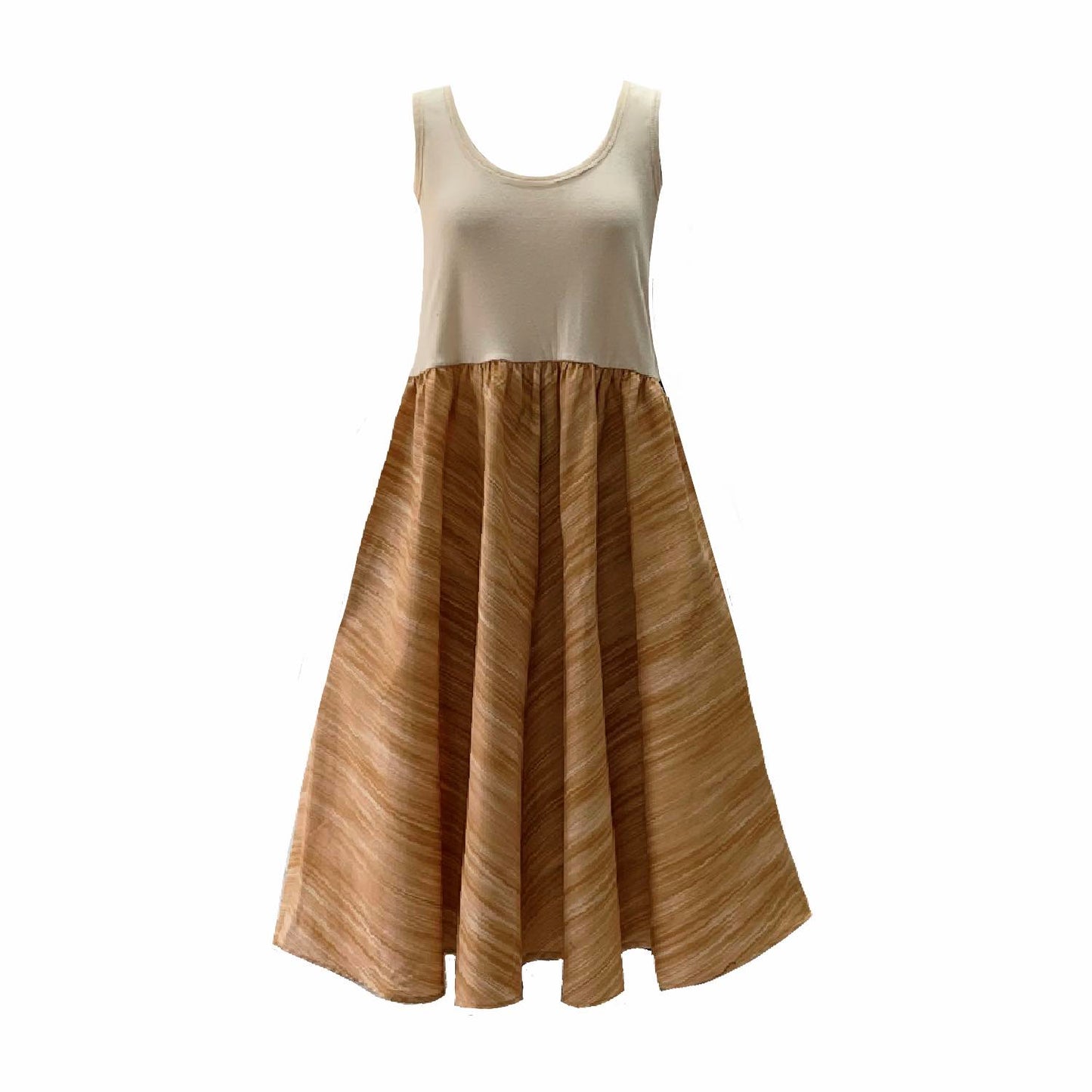 Paradis Midi Sleeveless Dress in Sand Stripe