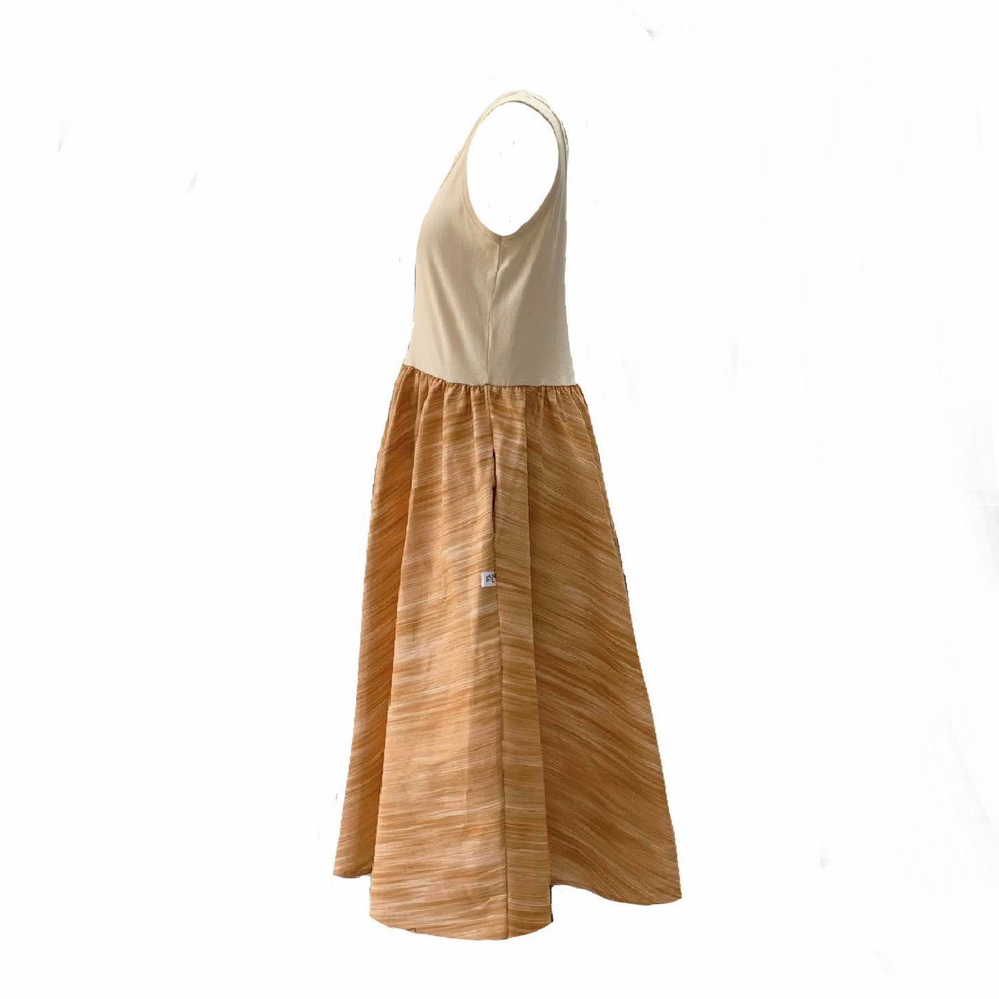 Paradis Midi Sleeveless Dress in Sand Stripe