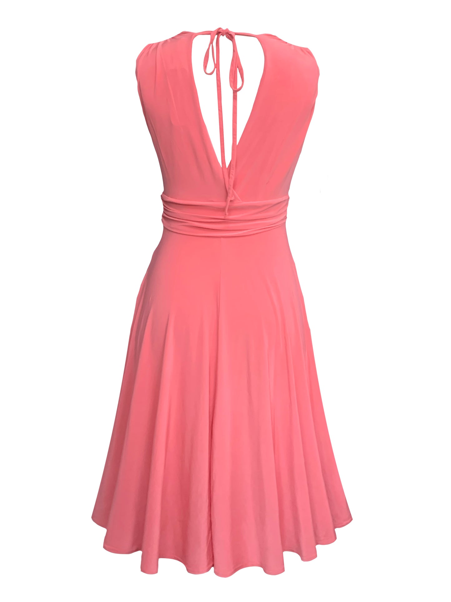 Beryl Mock Wrap Midi Dress In Coral