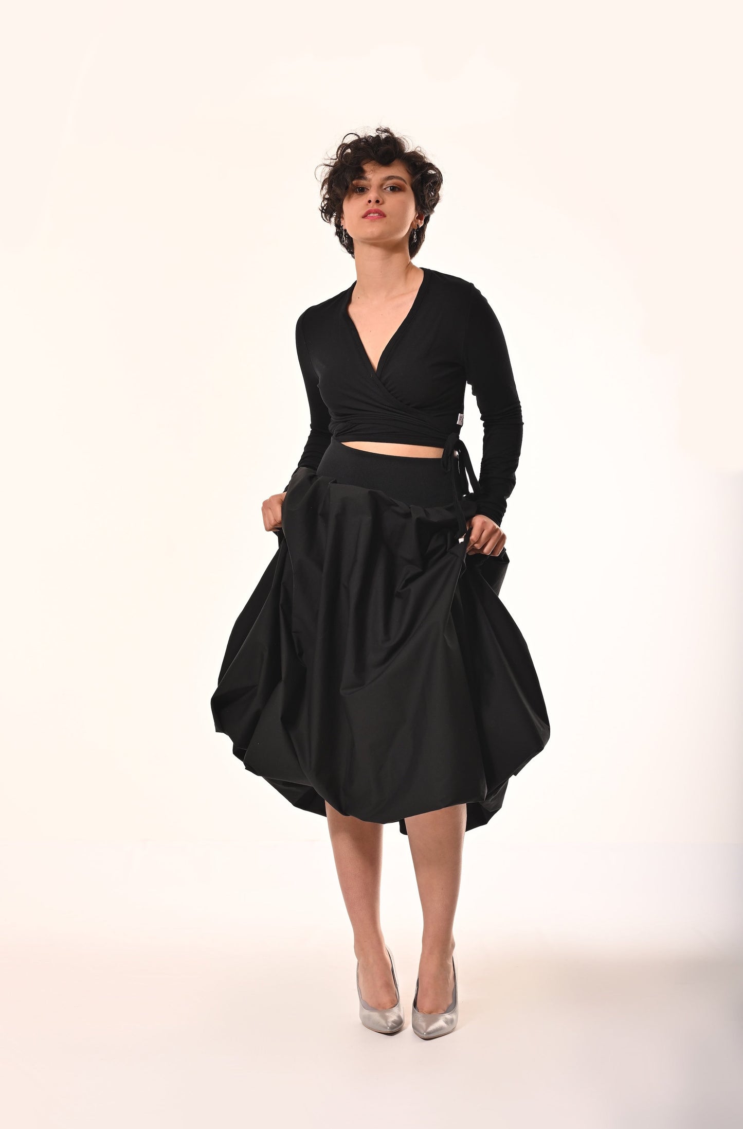 Enoki Puffball Skirt In Black