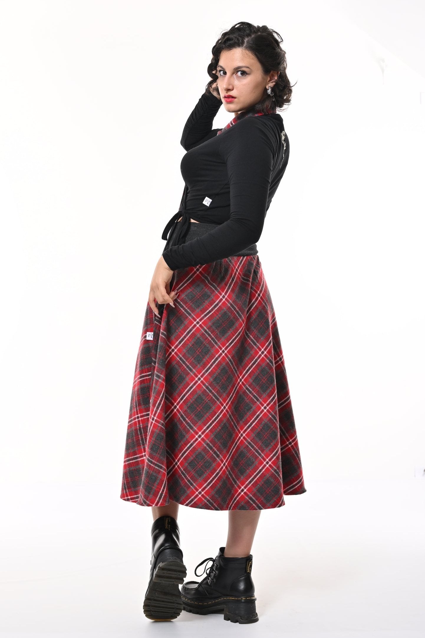 Bonnie Midi Skirt In Red Tartan