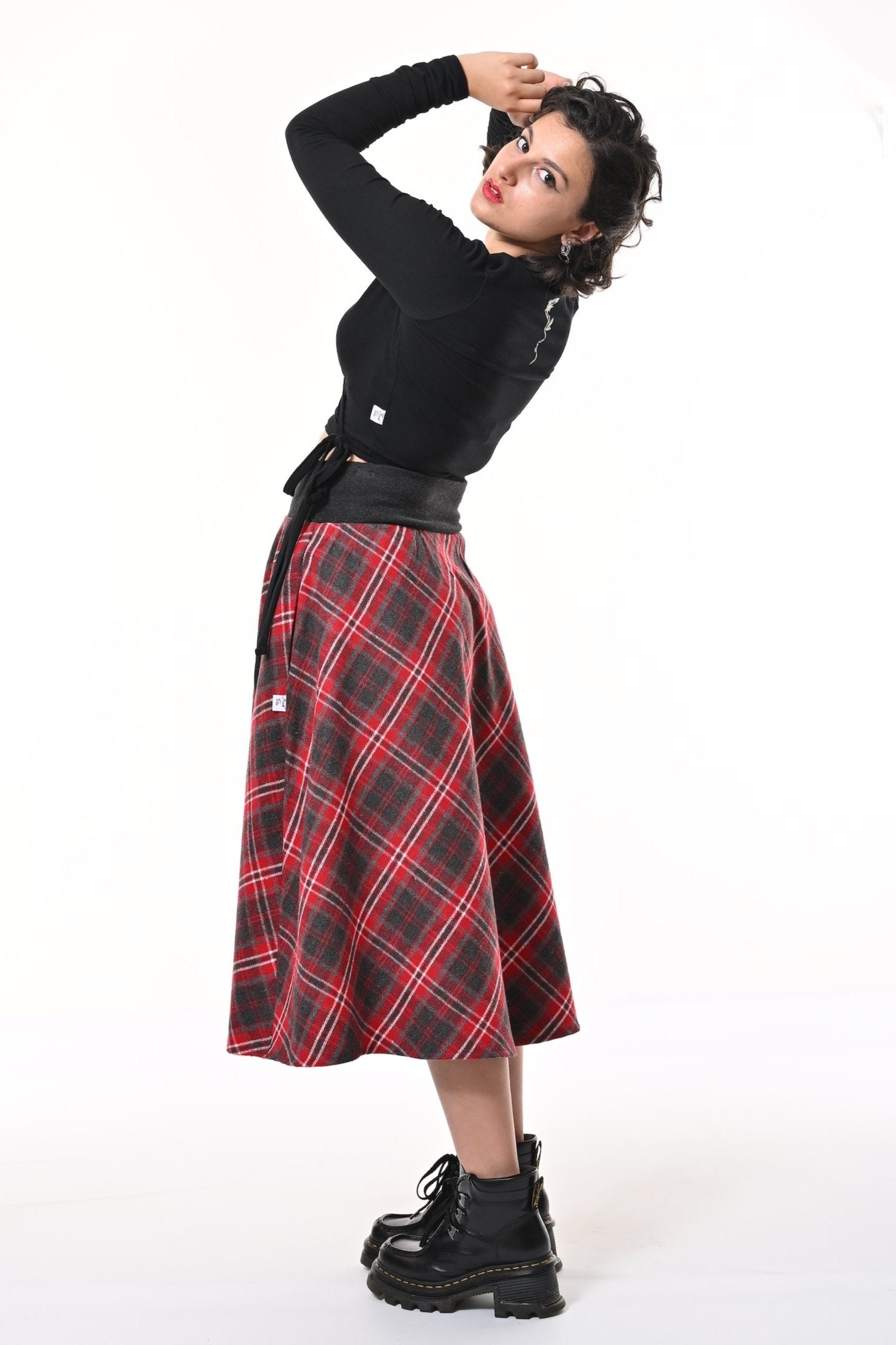 Bonnie Midi Skirt In Red Tartan