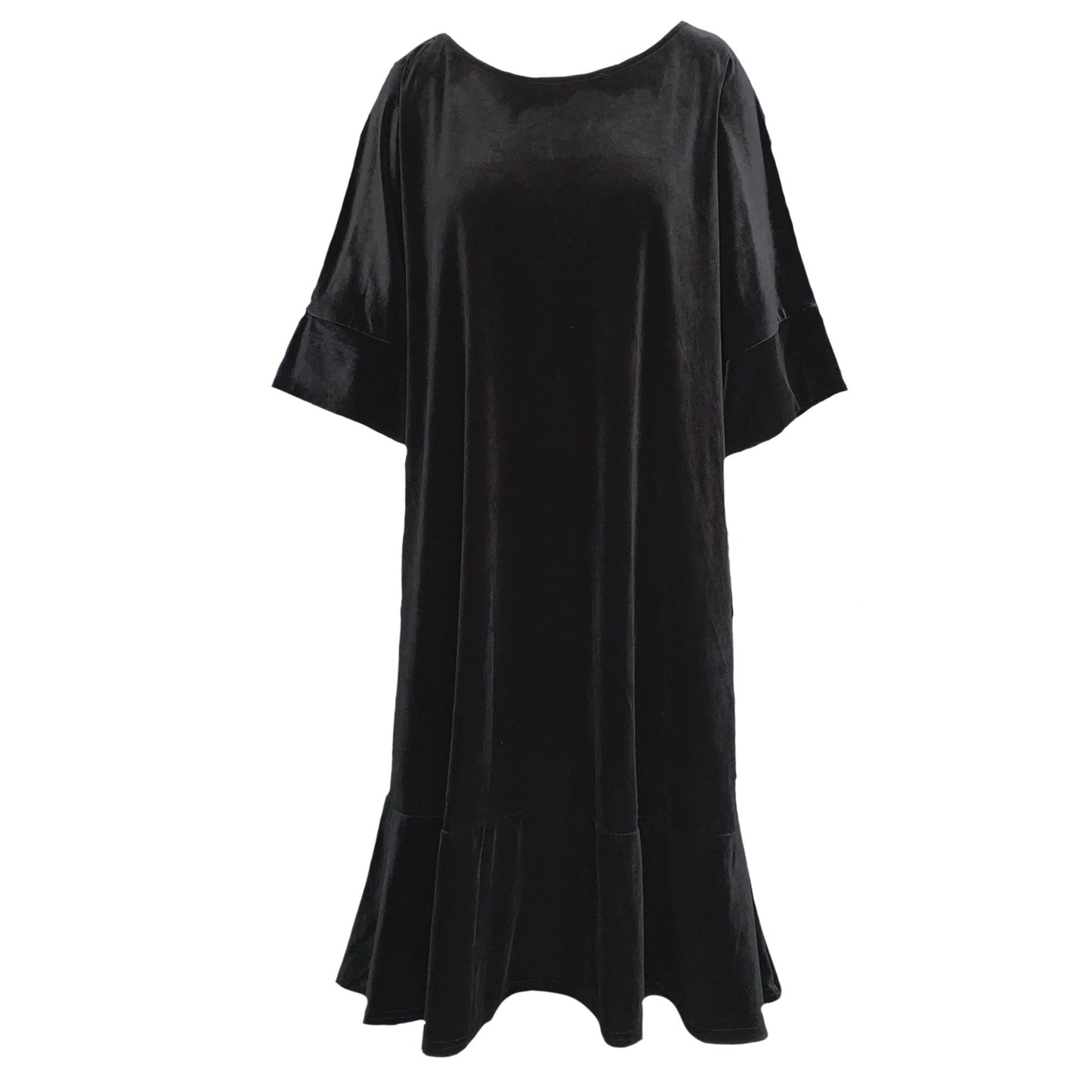 Dana Dress In Black Velour With Belt