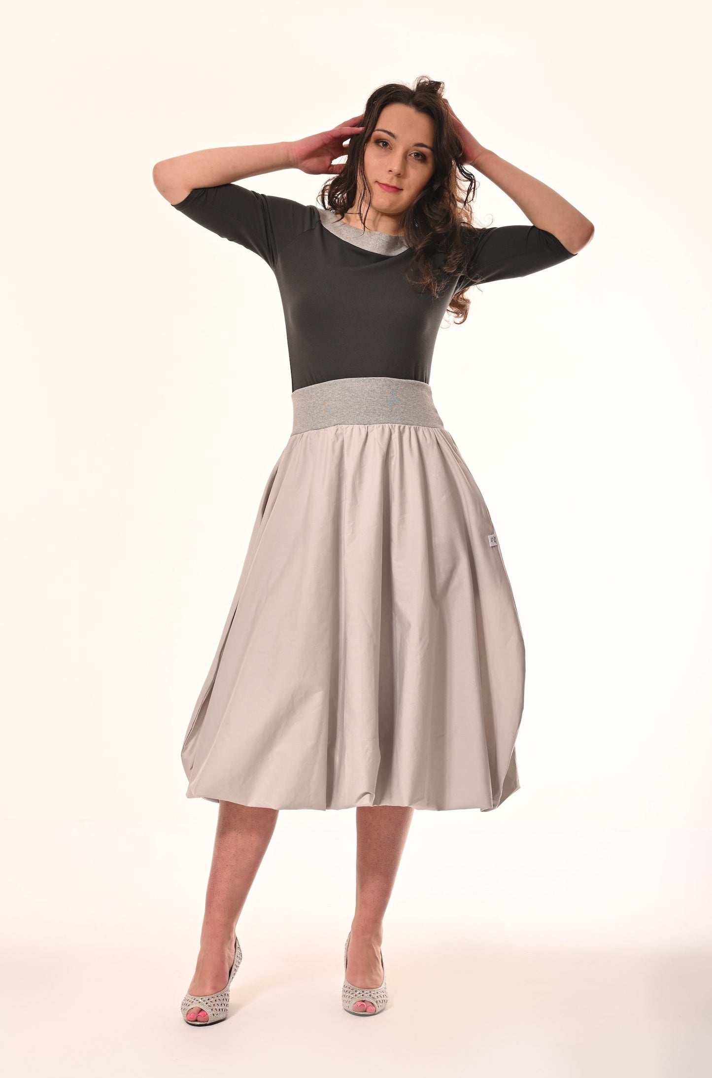 Enoki Puffball Skirt In Dove Grey