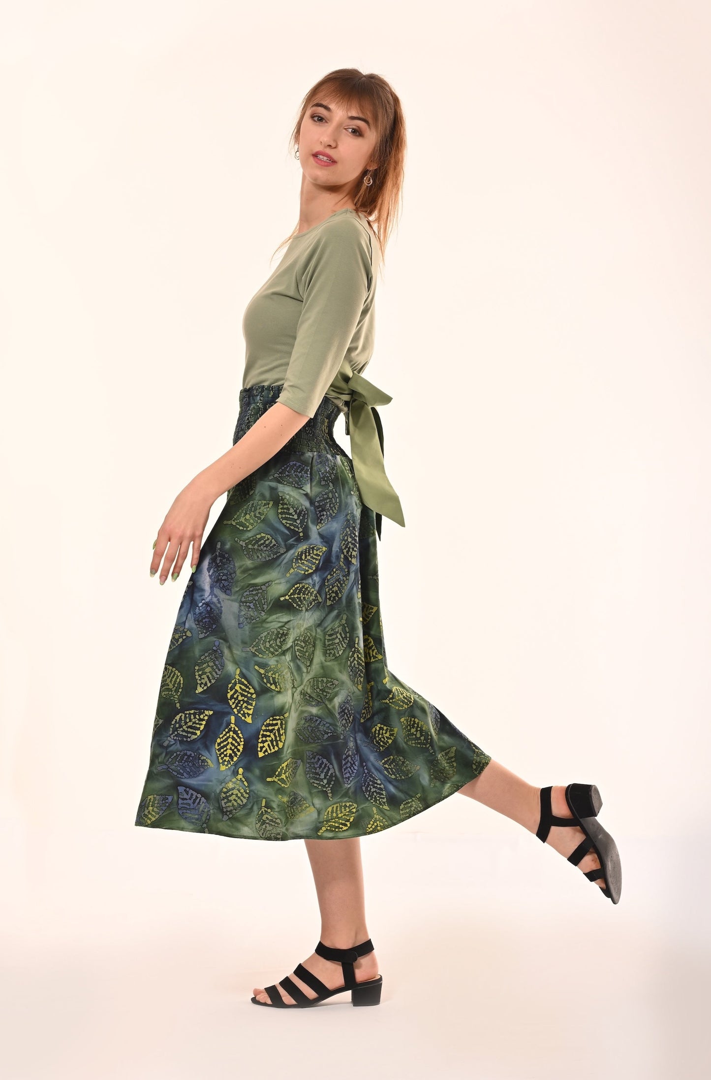 Orchid Midi Skirt In Forest Print With Pockets