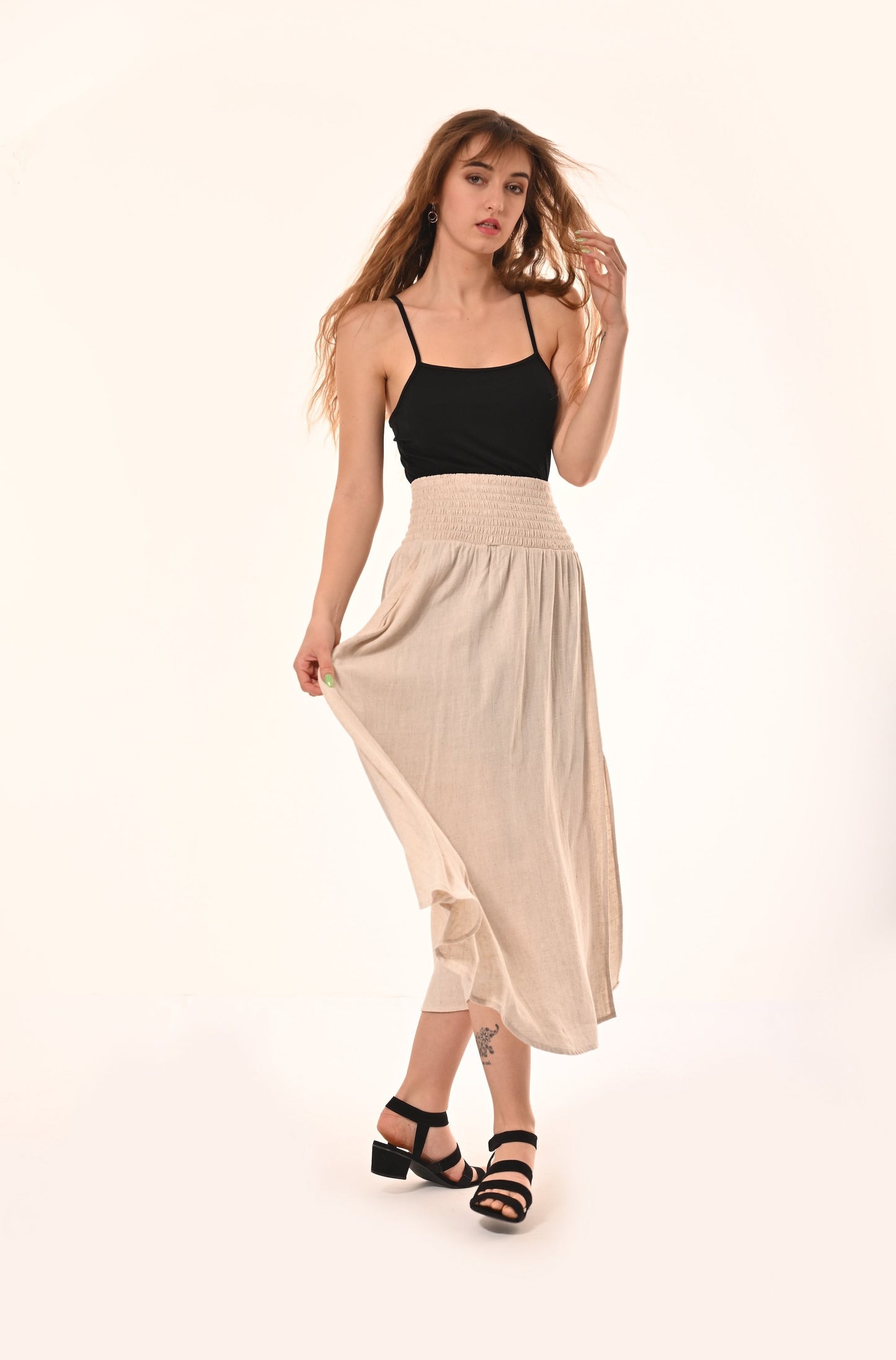 Sicily Midaxi Skirt With Split In Oatmeal