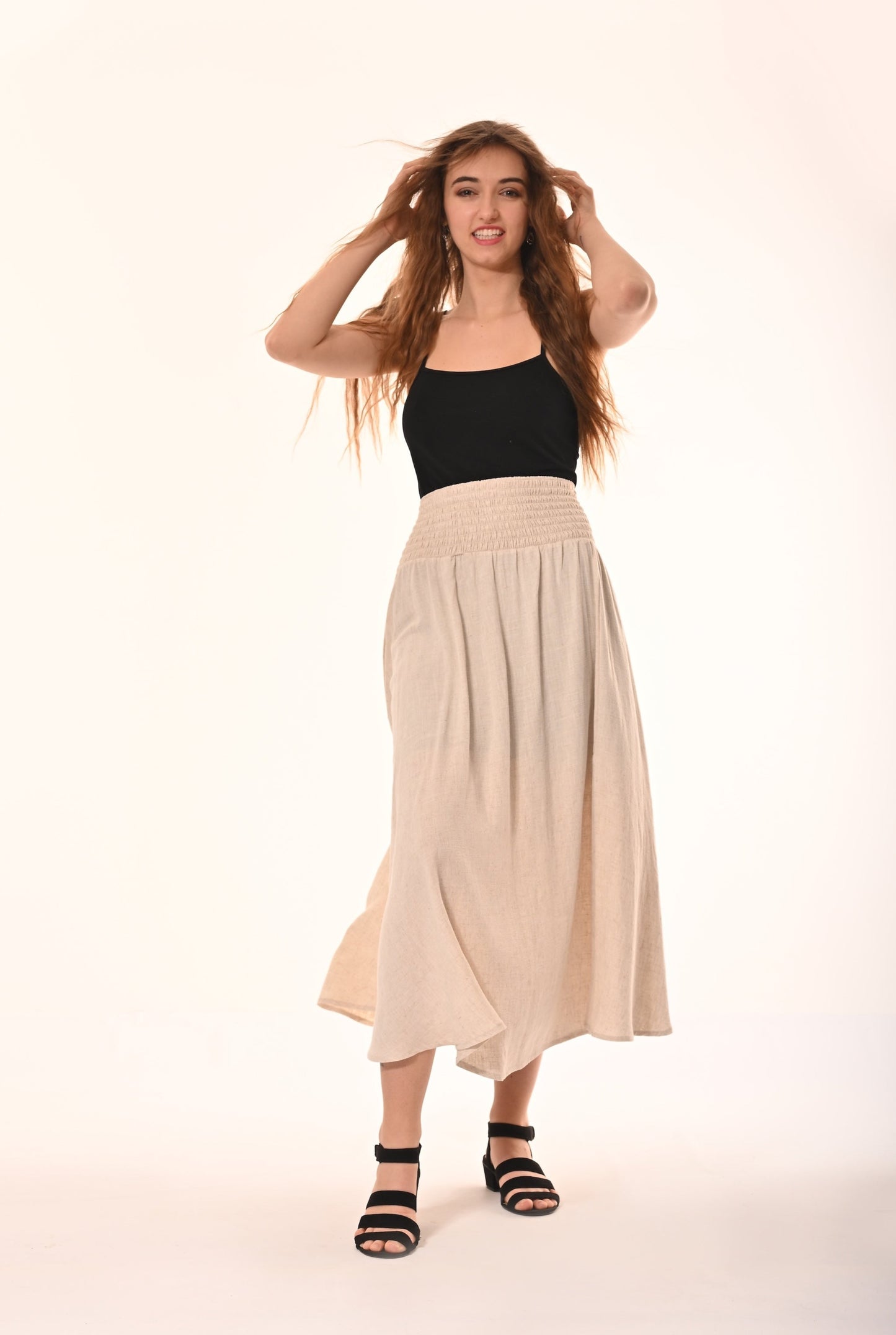 Sicily Midaxi Skirt With Split In Oatmeal