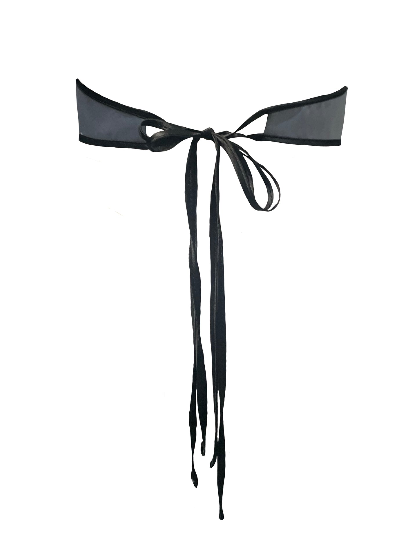 Janie Reversible Belt With Ties In Black And Silver Satin