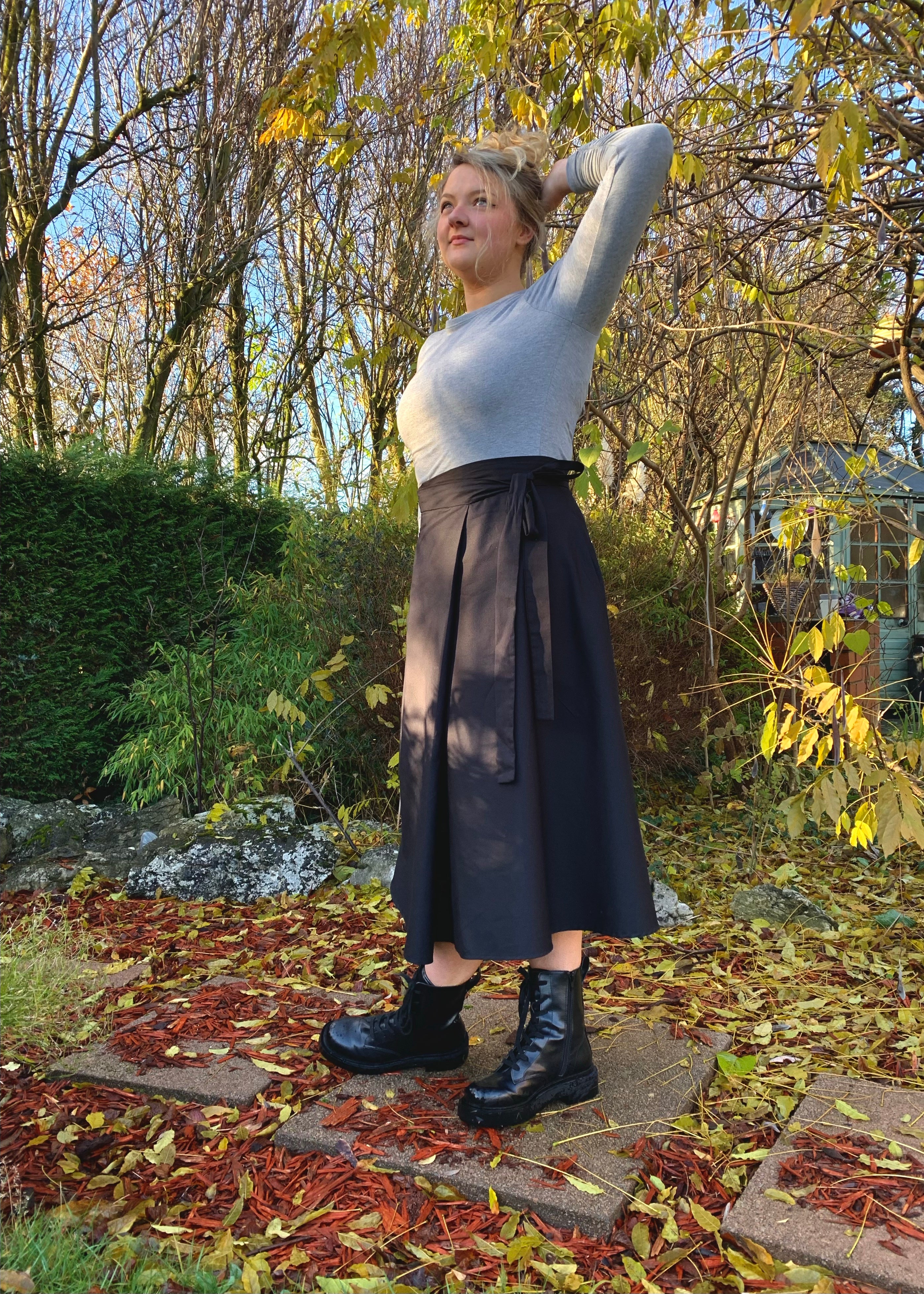 A line midi skirt with pockets sale