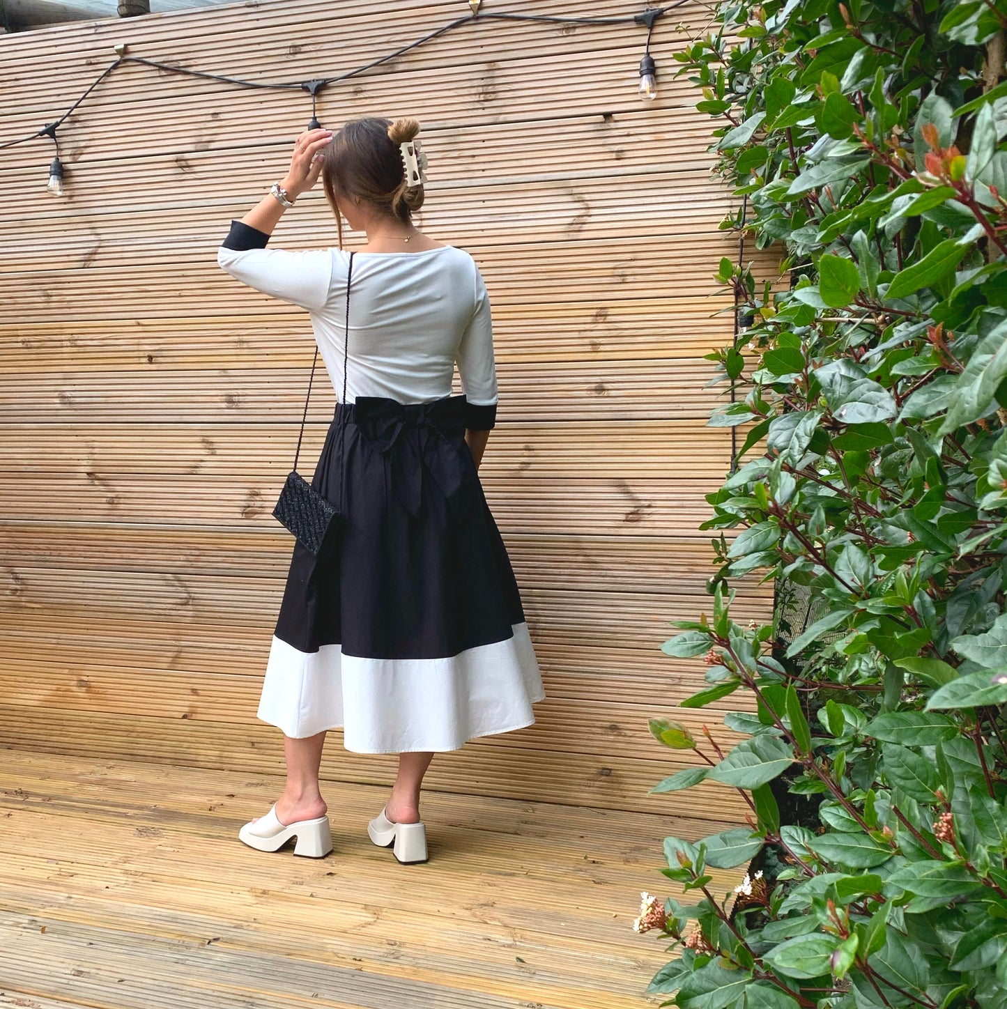 Beau Midi Skirt In Black And Cream