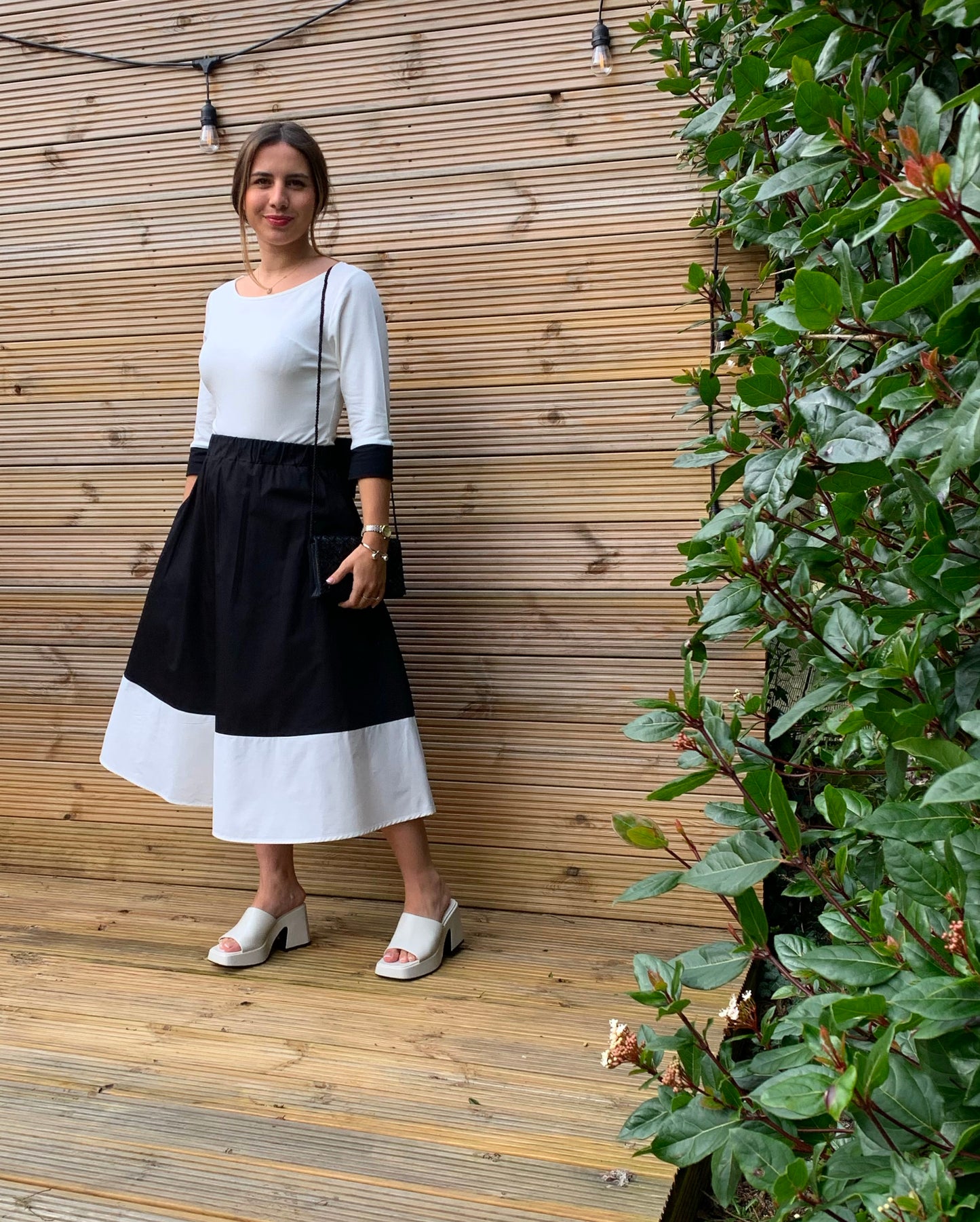 Beau Midi Skirt In Black And Cream