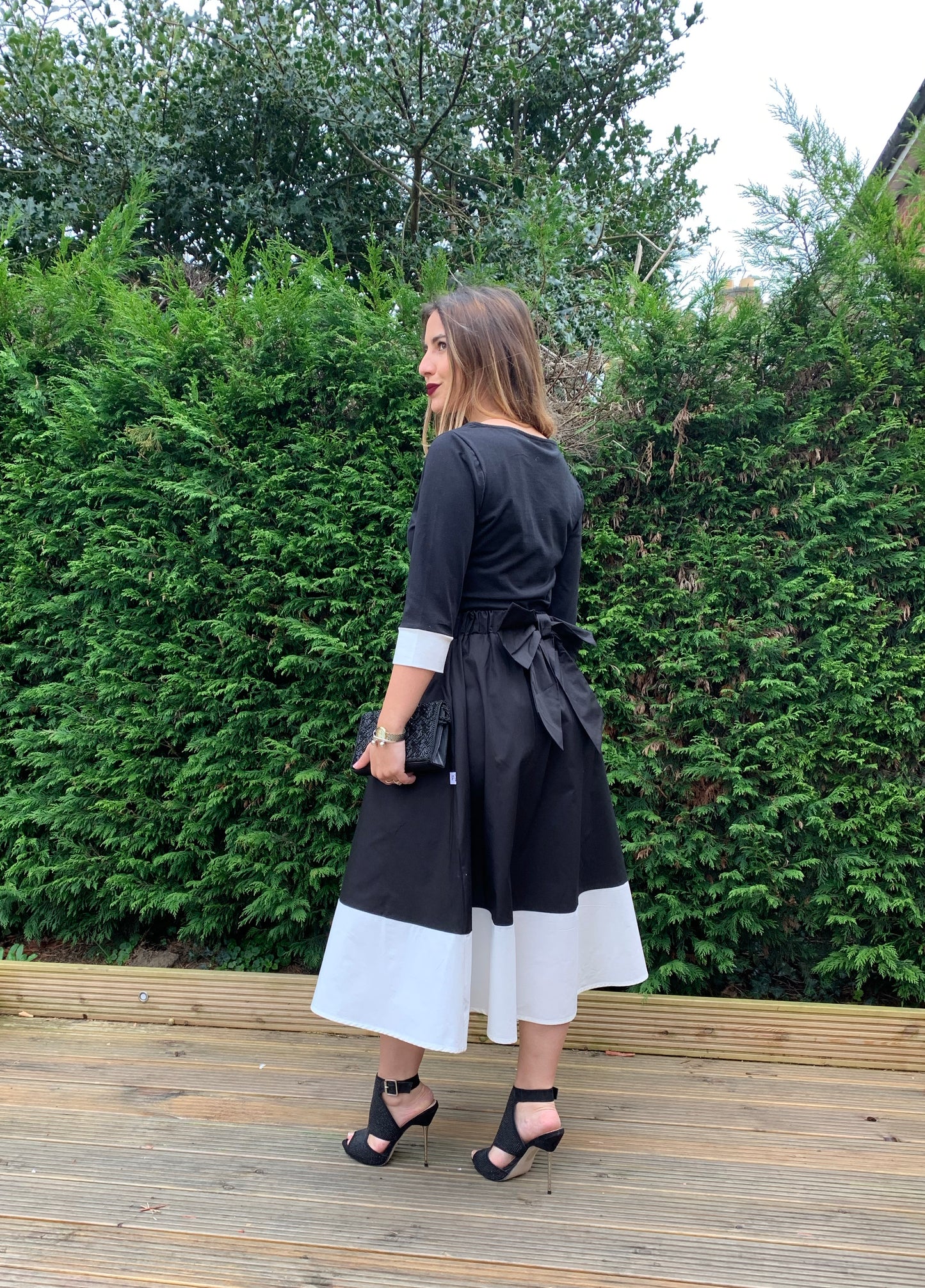 Beau Midi Skirt In Black And Cream