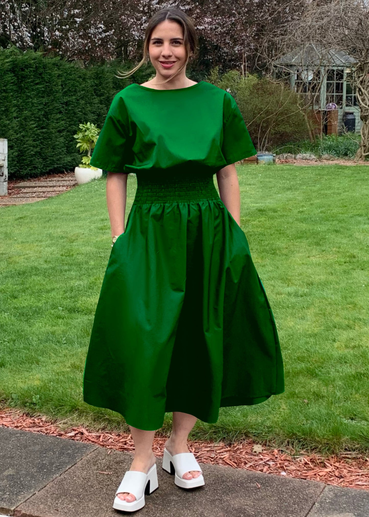 Orchis Dress In Emerald