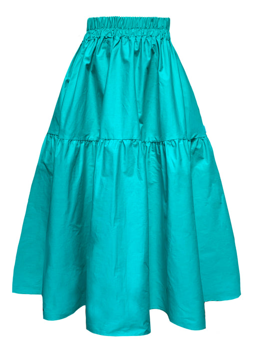 Tahiti Midi Skirt With Pockets In Aqua Awe
