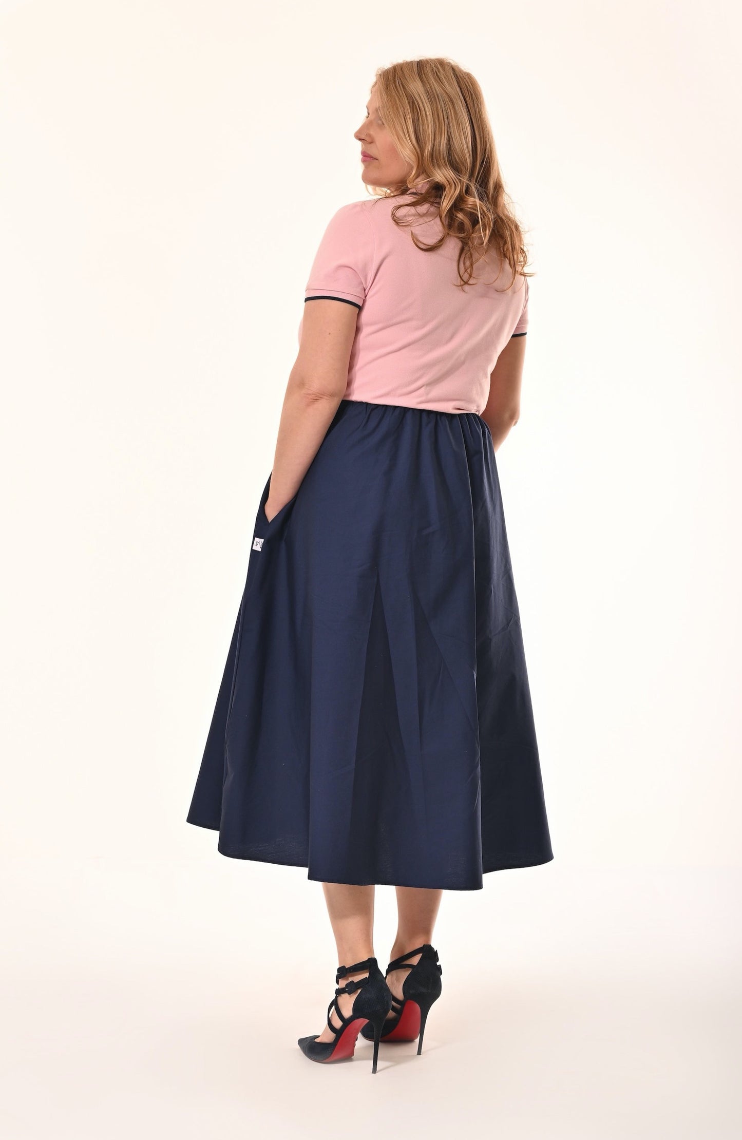 Marina Polo Midi Dress In Pink And Navy