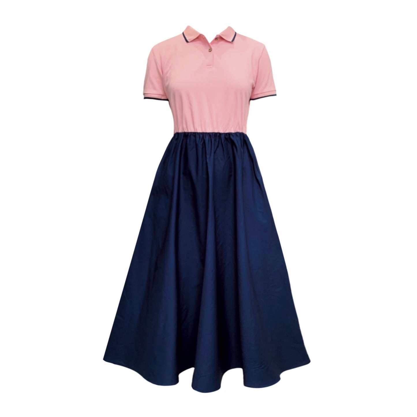 Marina Polo Midi Dress In Pink And Navy