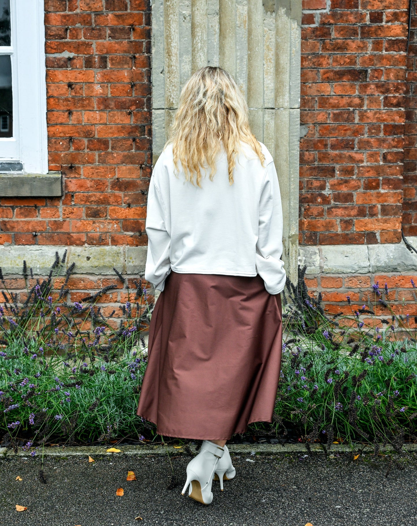 Jupe portefeuille midi Meyer marron chocolat avec poches